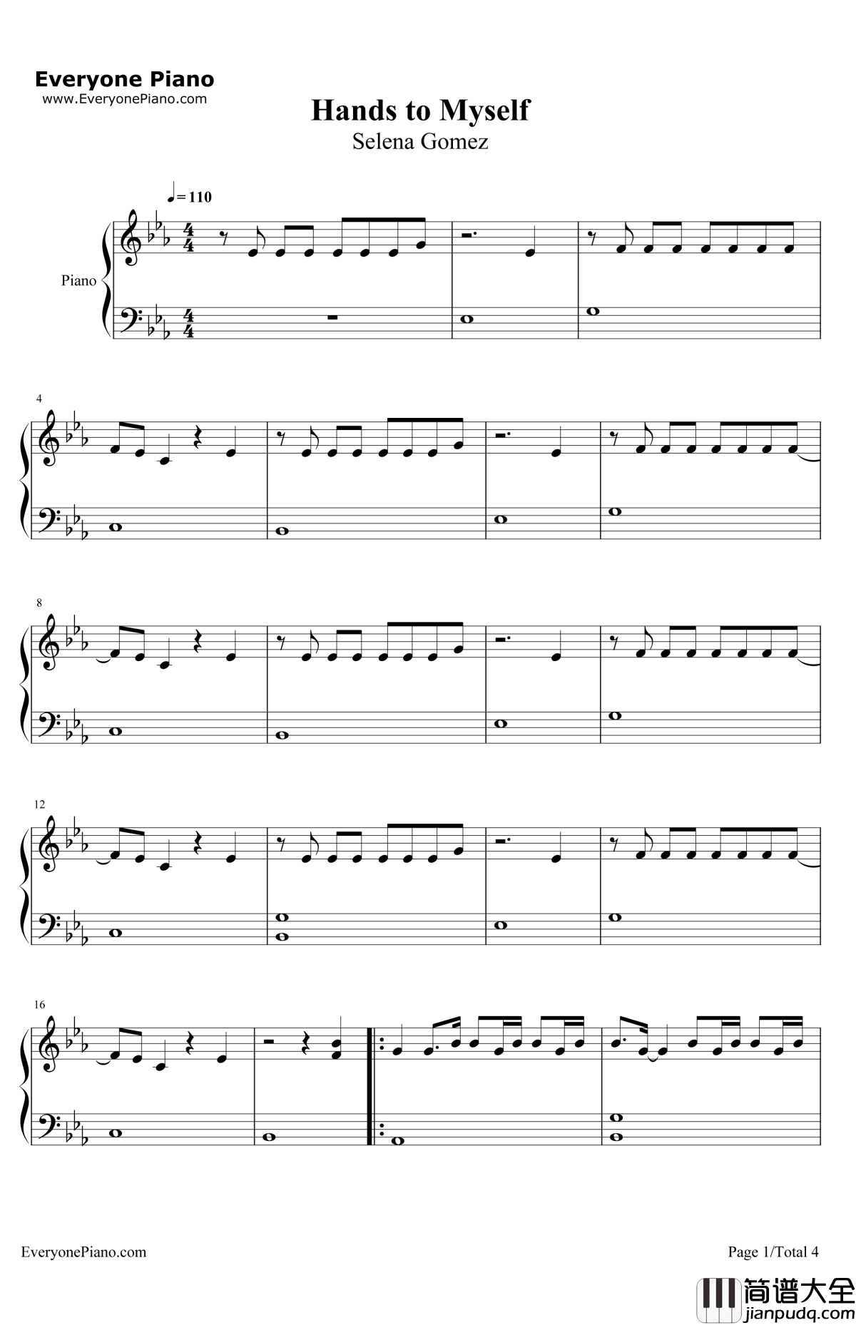 HandstoMyself钢琴谱_SelenaGomez