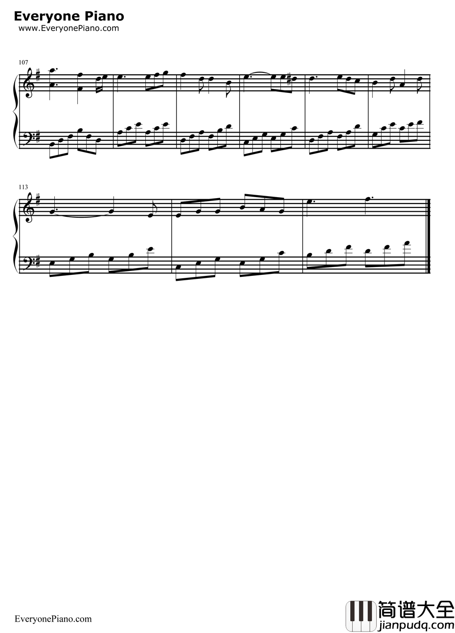 知心爱人钢琴谱_任静付笛声