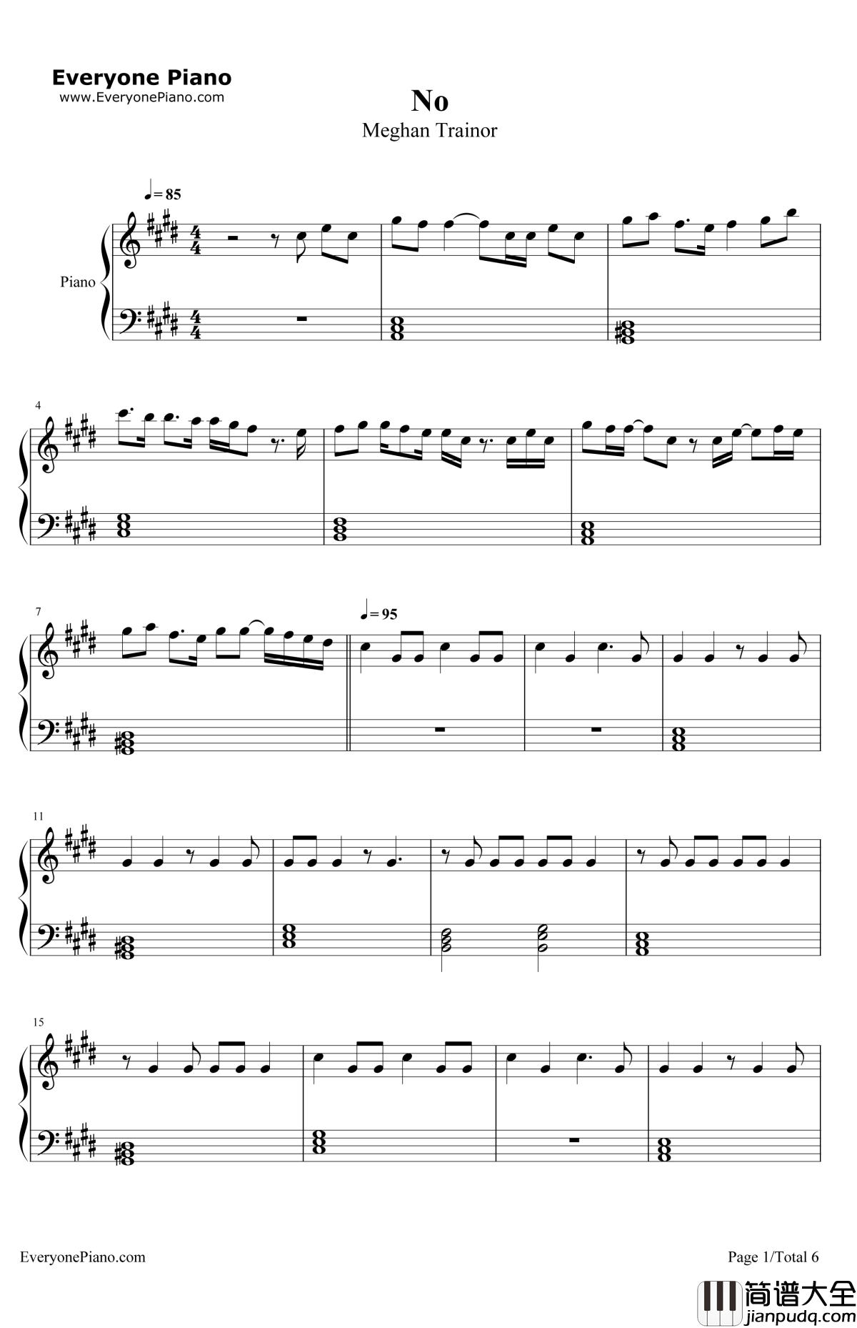 No钢琴谱_MeghanTrainor