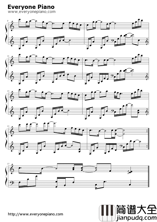 一直很安静钢琴谱_阿桑