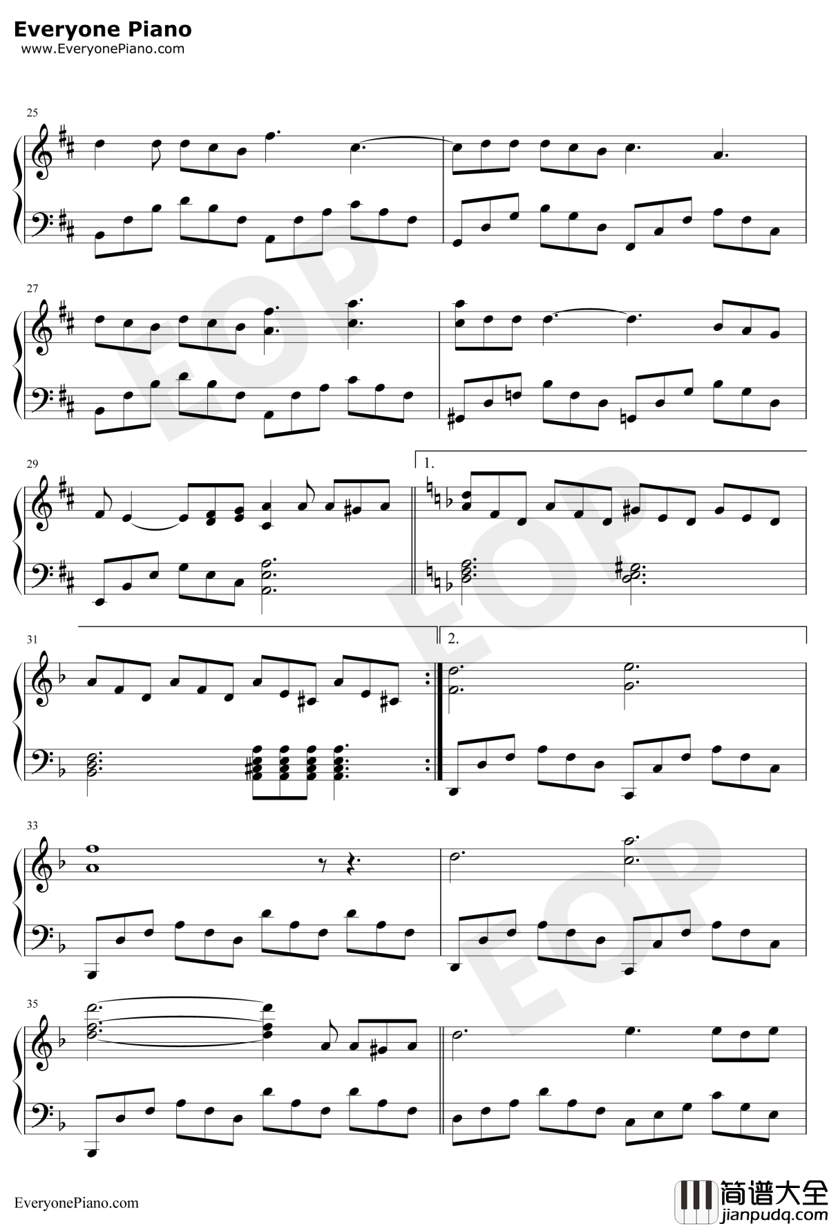 浮夸钢琴谱_陈奕迅