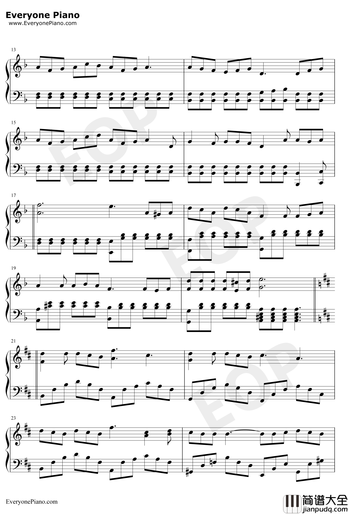 浮夸钢琴谱_陈奕迅