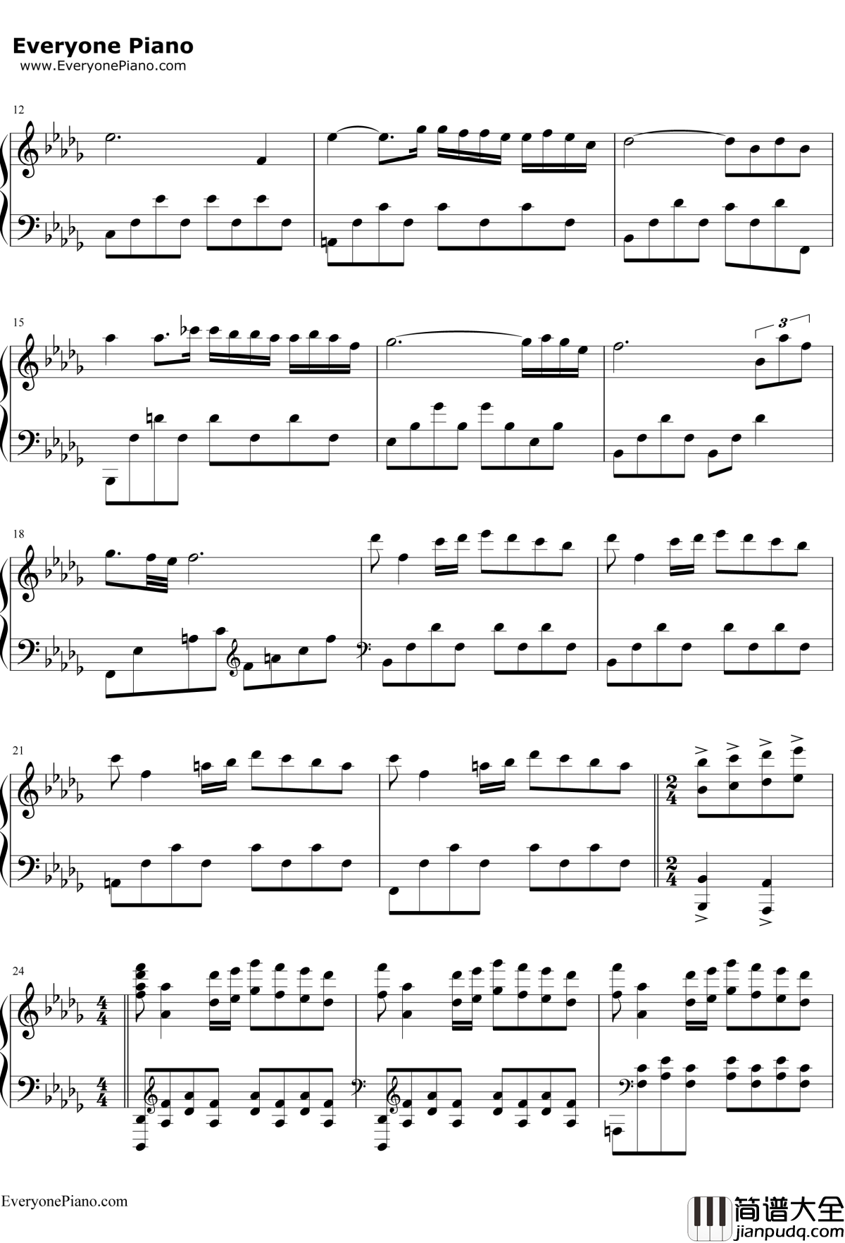 秋日私语钢琴谱_理查德·克莱德曼RichardClayderman_ACommeAmour