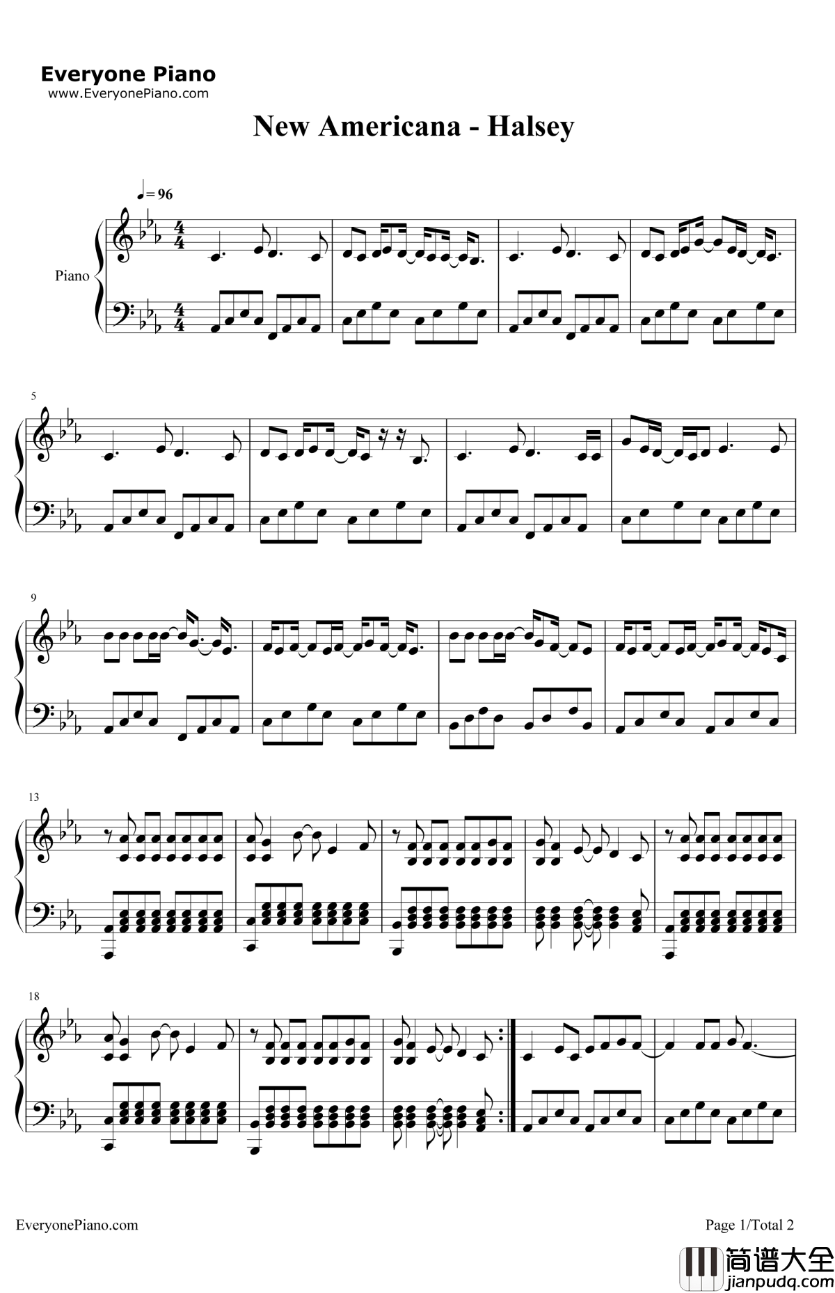NewAmericana钢琴谱_Halsey