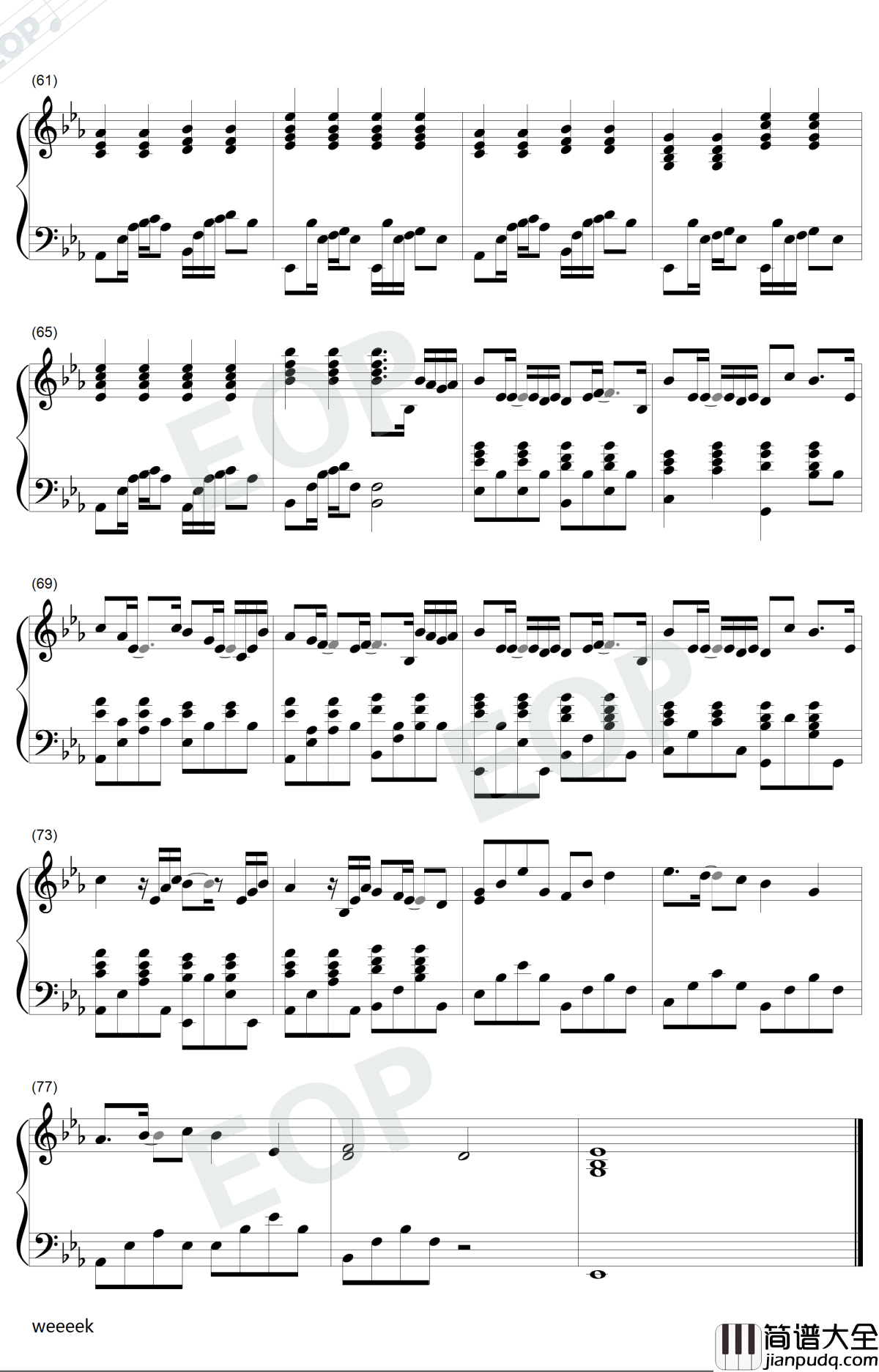 给你钢琴谱_SNH48易嘉爱_少女的巴别塔片尾曲