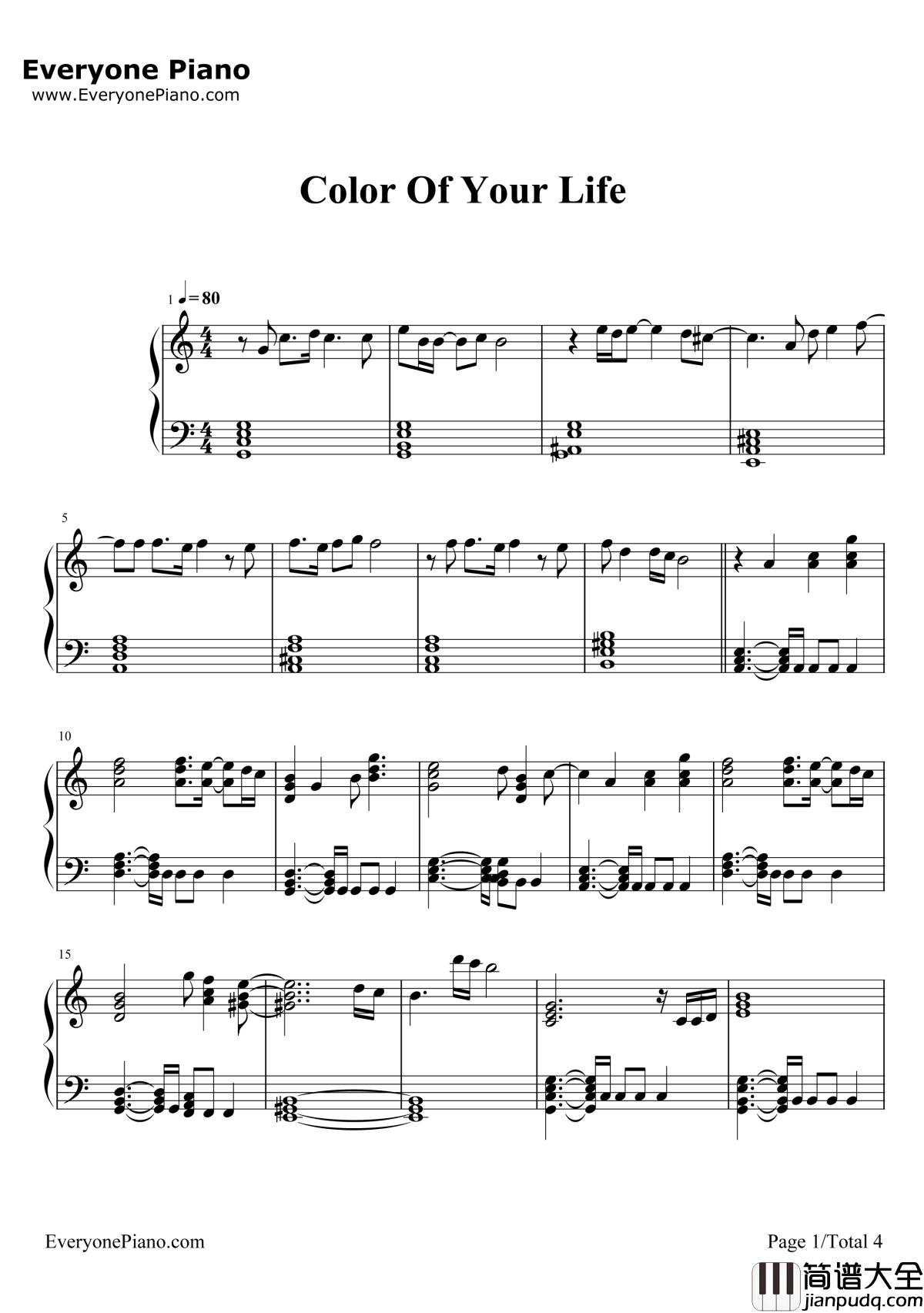 ColorOfYourLife钢琴谱_MichalSzpak