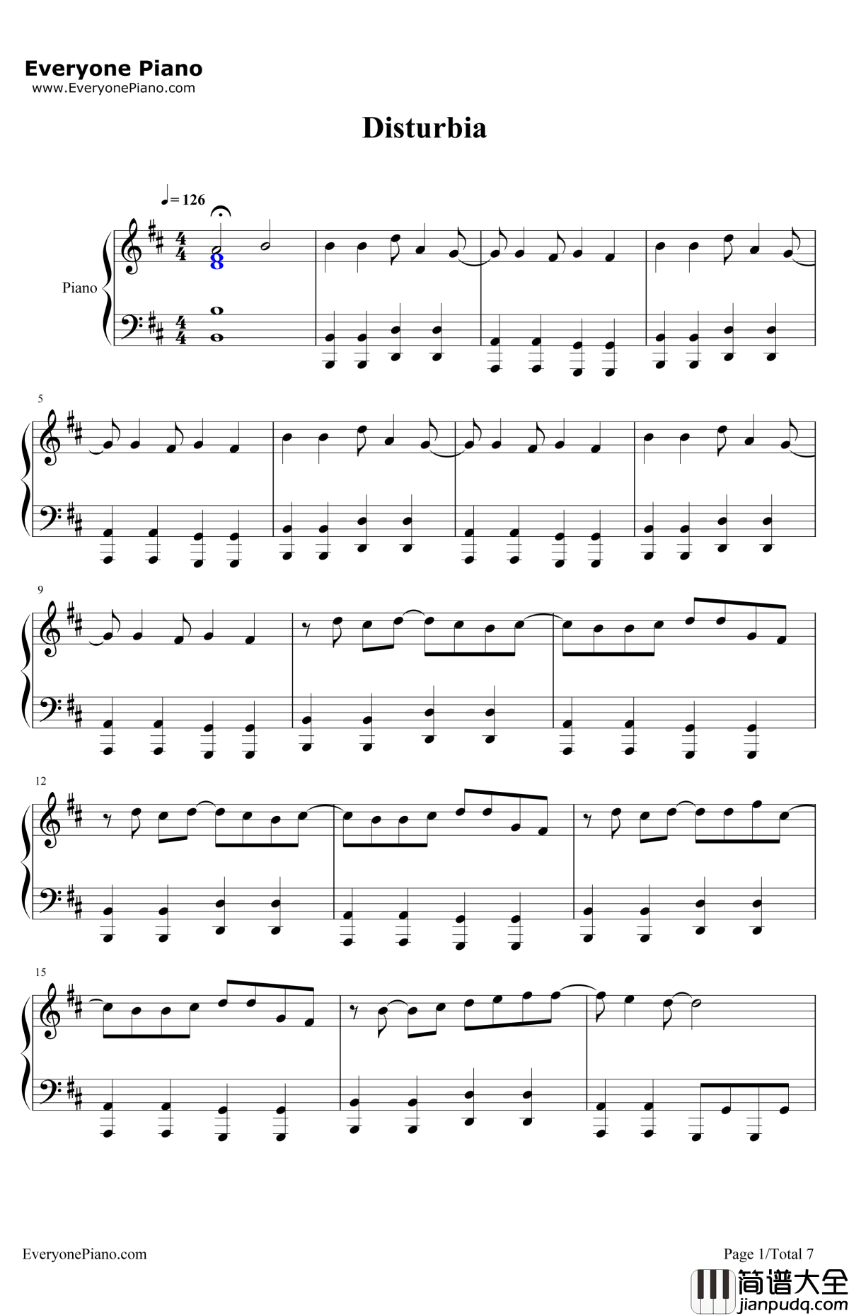 Disturbia钢琴谱_Rihanna