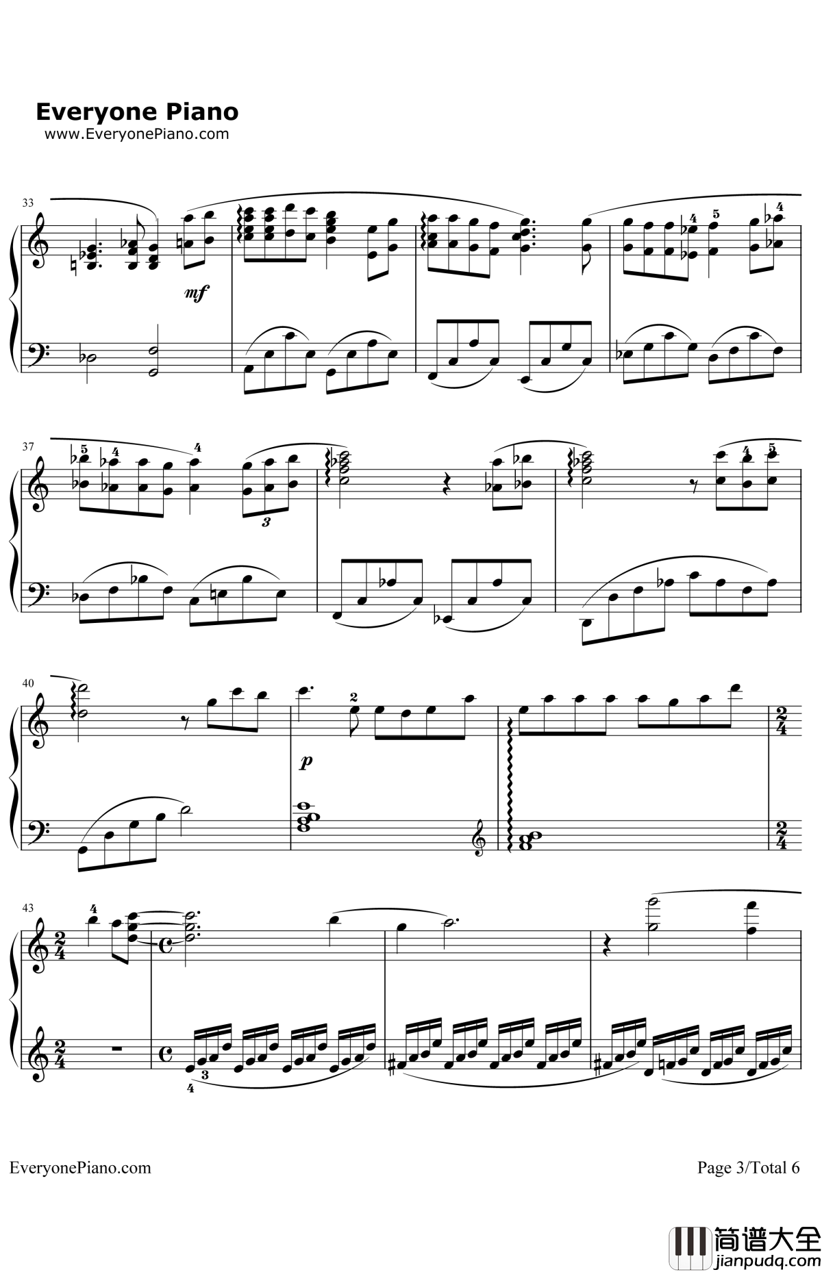 _千与千寻_钢琴谱_久石让宫崎骏_那个夏天（OneSummer'sDay）