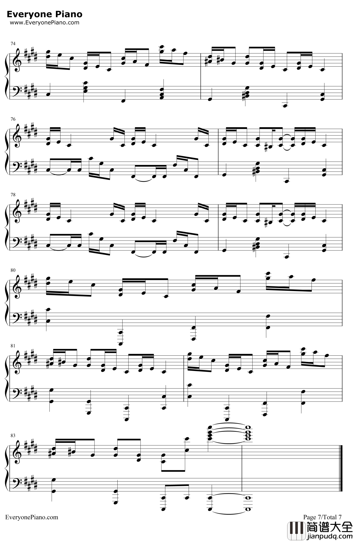 克罗地亚狂想曲钢琴谱_马克西姆