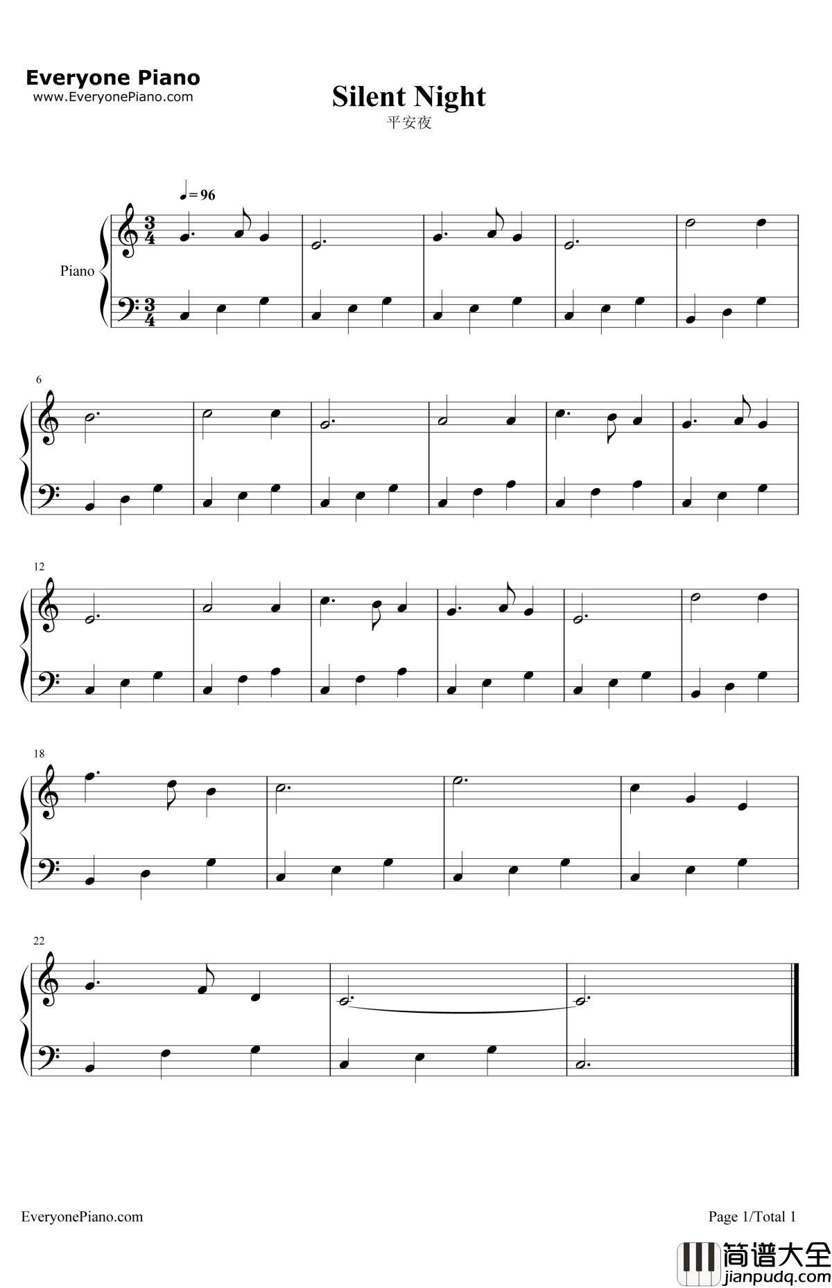 平安夜钢琴谱_弗朗茨·格吕伯