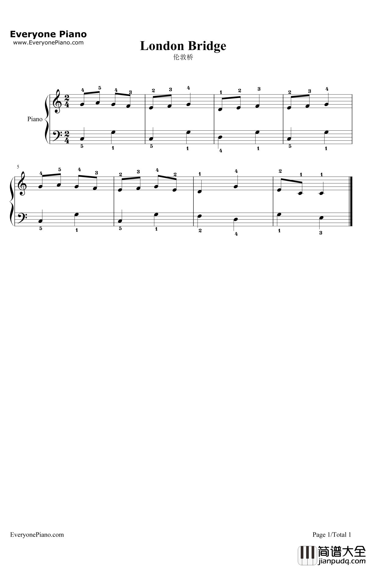 伦敦桥钢琴谱