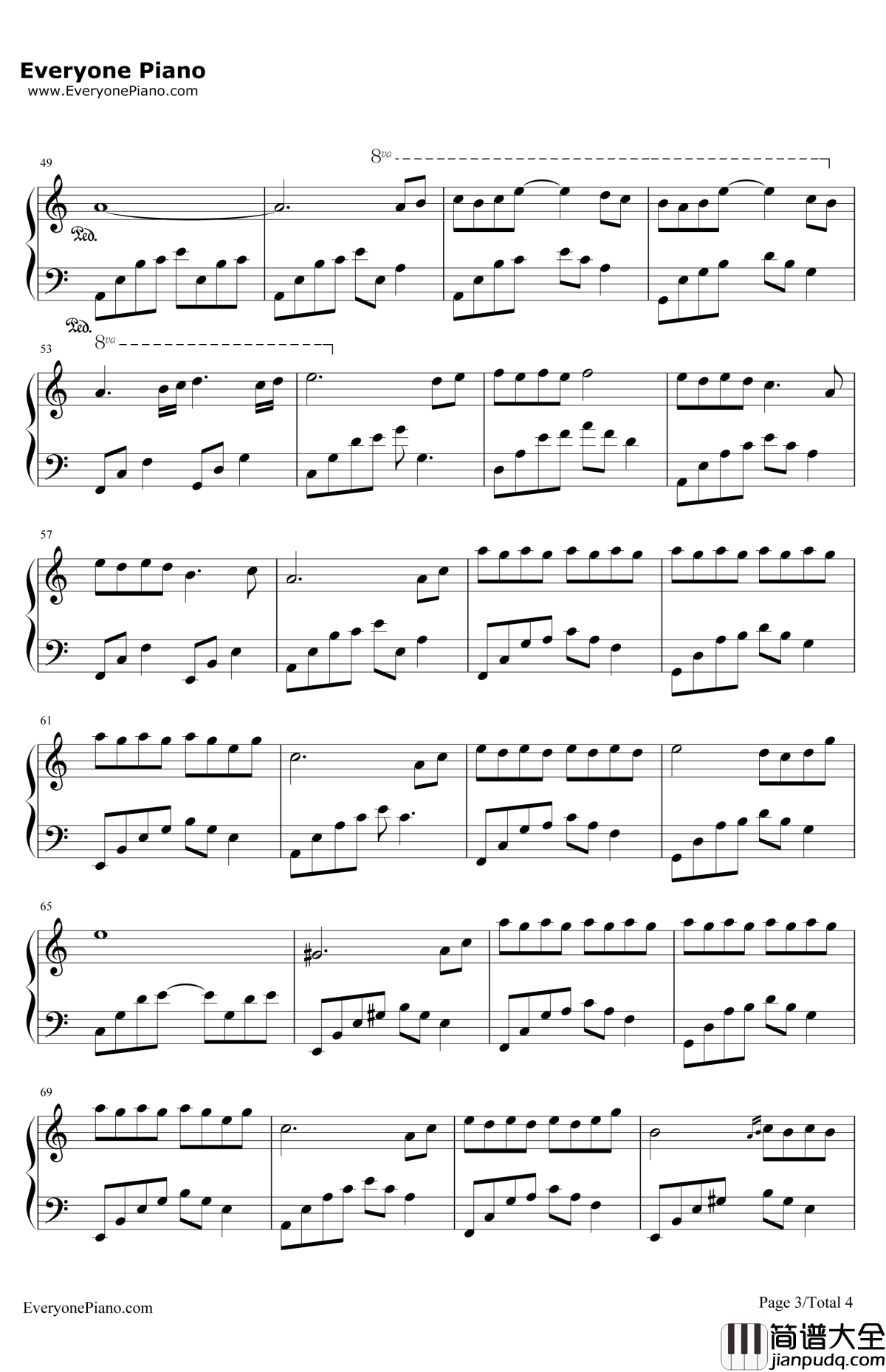 夜的钢琴曲6钢琴谱_石进_夜的钢琴曲6