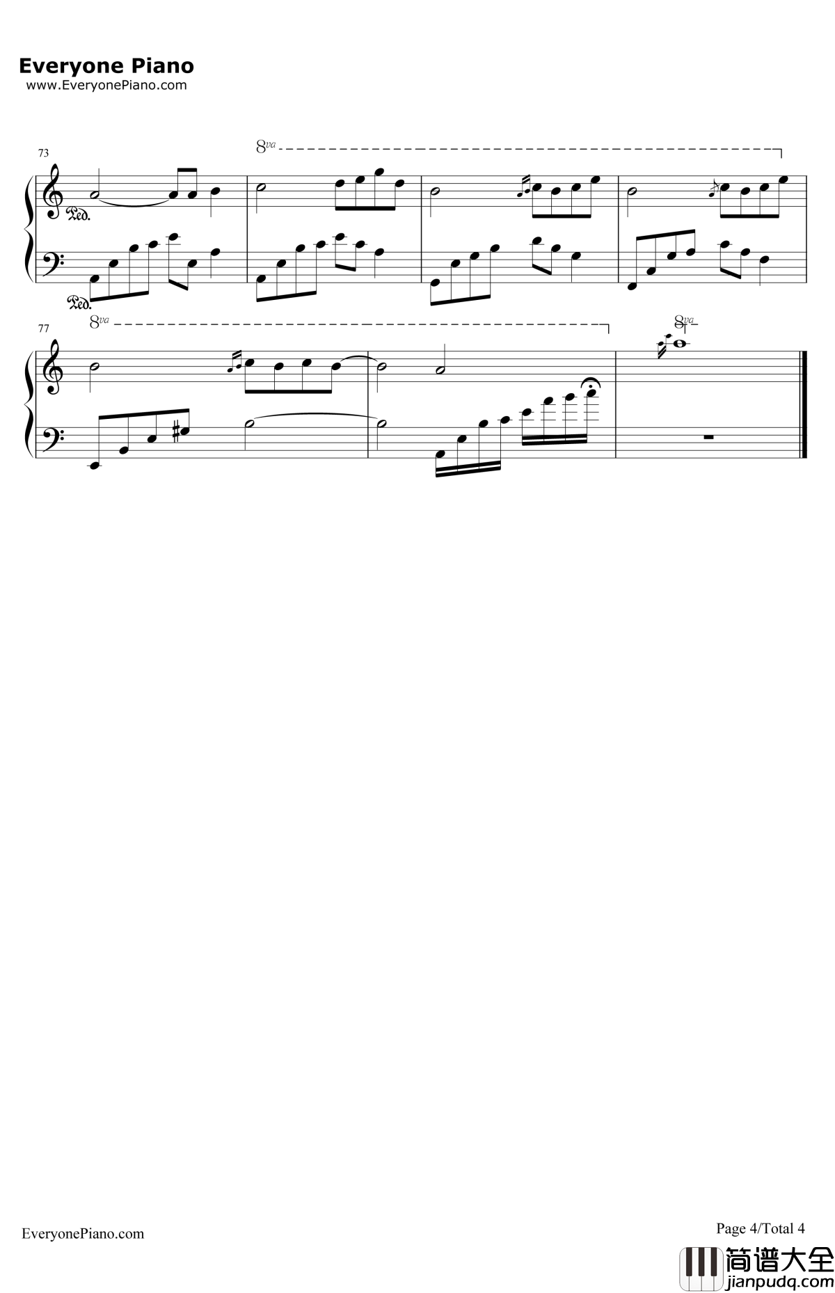 夜的钢琴曲6钢琴谱_石进_夜的钢琴曲6