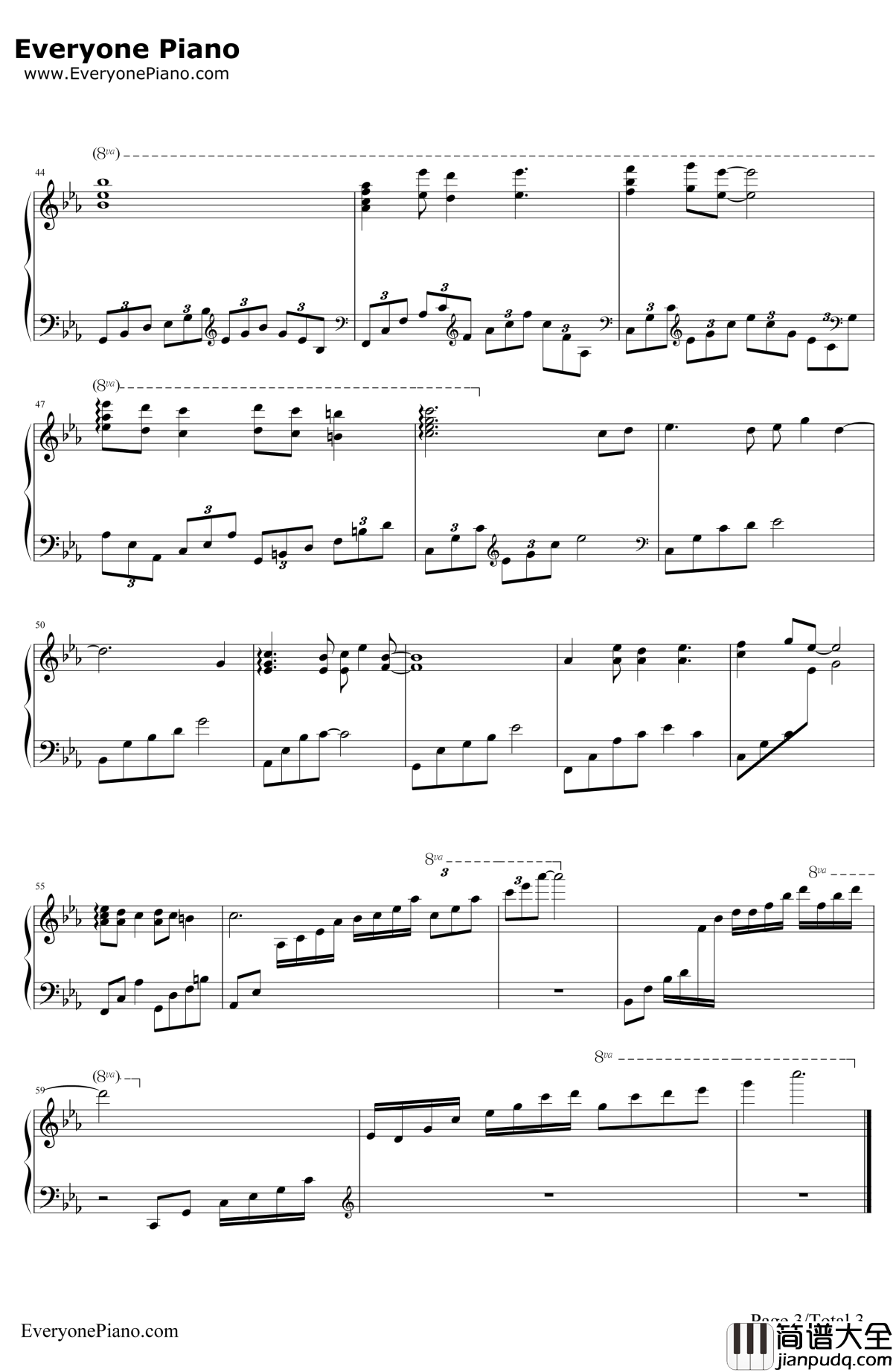 天空之城钢琴谱_久石让JoeHisaishi宫崎骏_CastleinTheSky