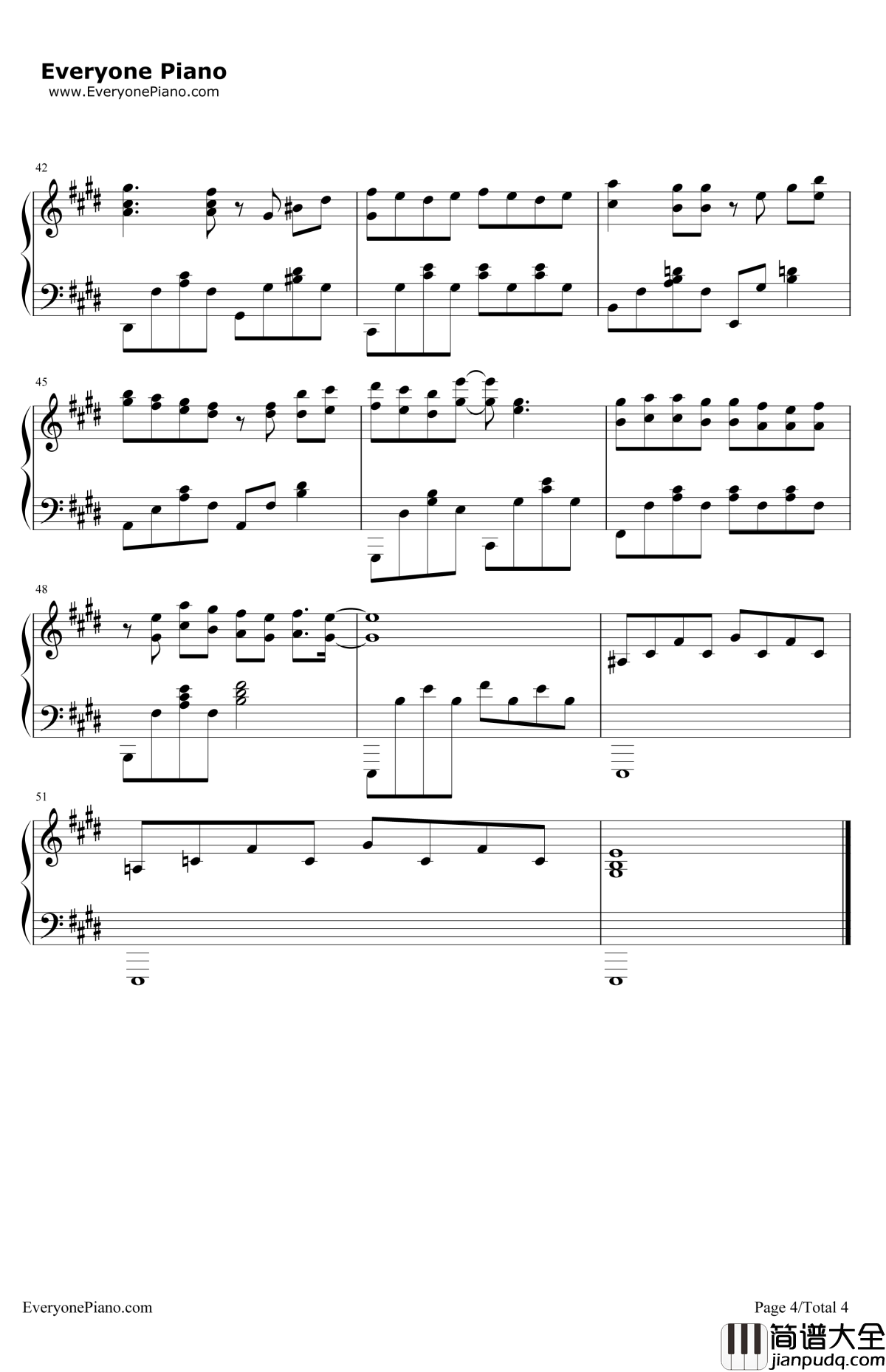 不该钢琴谱_周杰伦