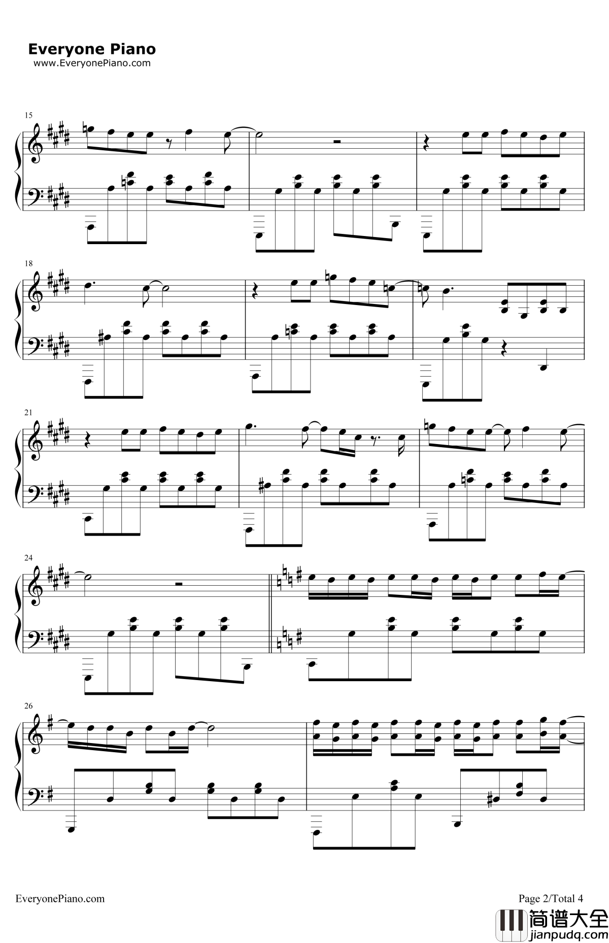 不该钢琴谱_周杰伦