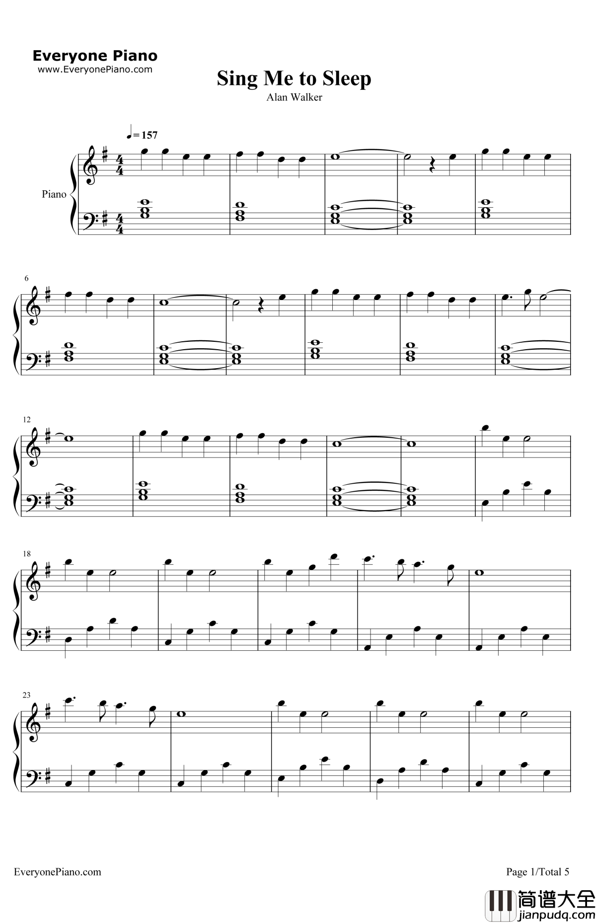 SingMetoSleep钢琴谱_AlanWalker