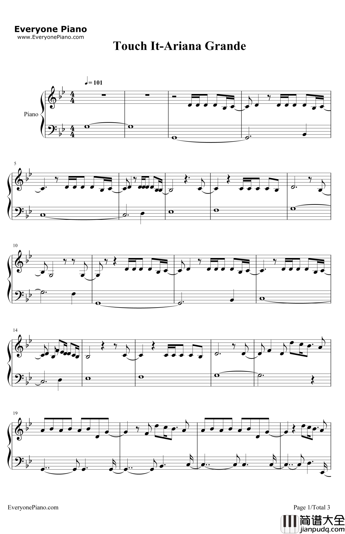 TouchIt钢琴谱_ArianaGrande