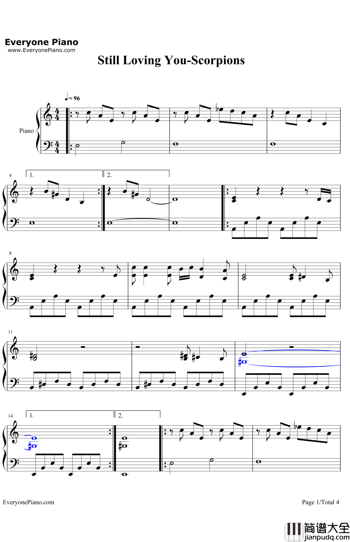 StillLovingYou钢琴谱_Scorpions