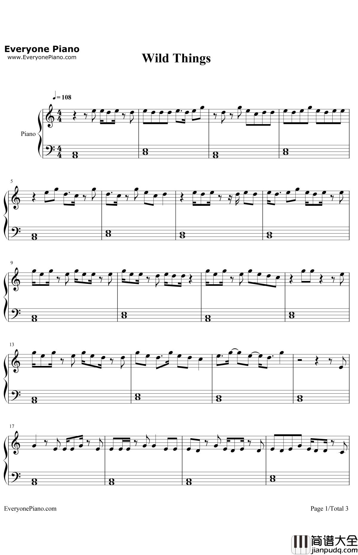 WildThings钢琴谱_AlessiaCara