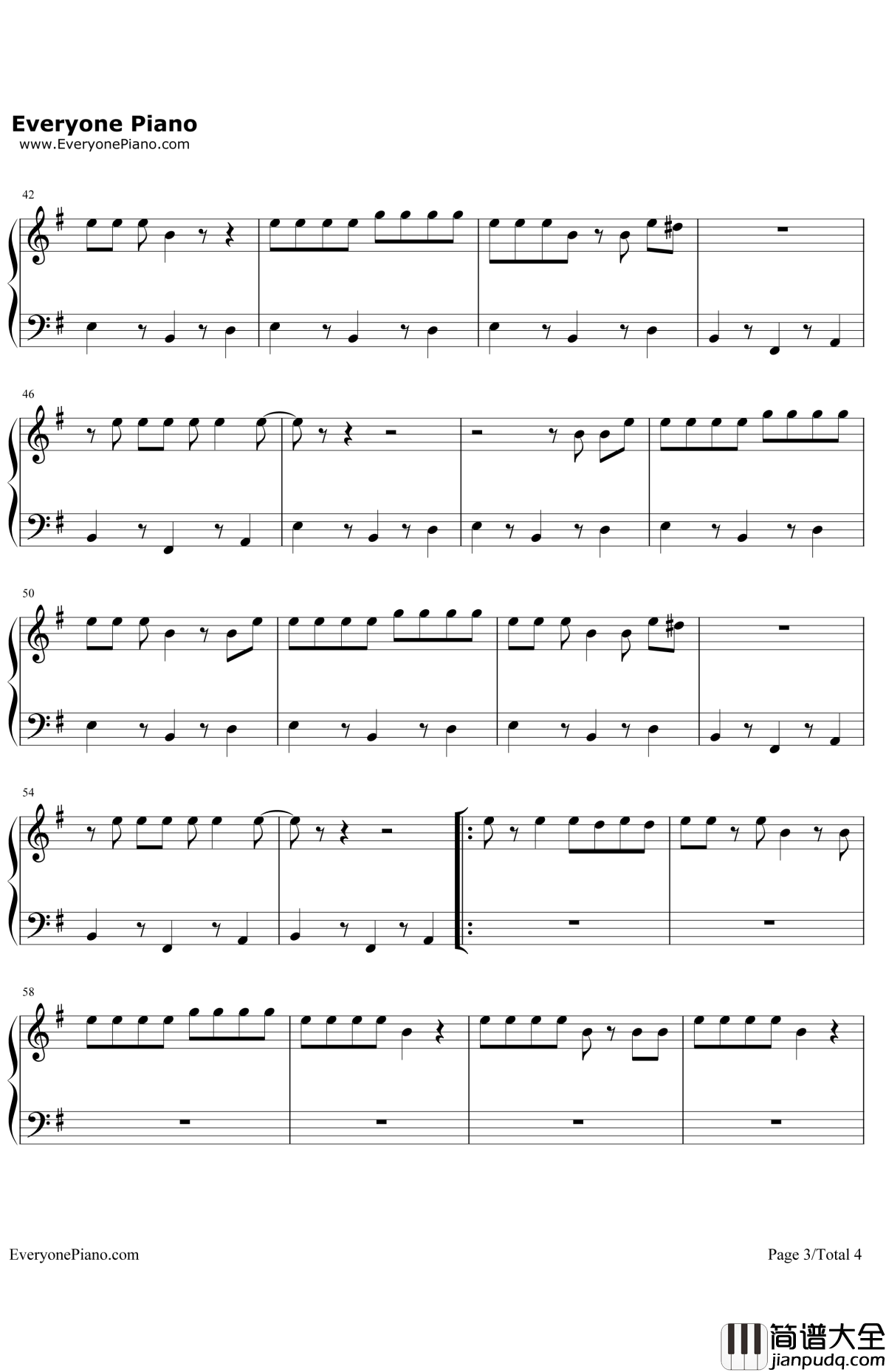 Ex's&Oh's钢琴谱_ElleKing