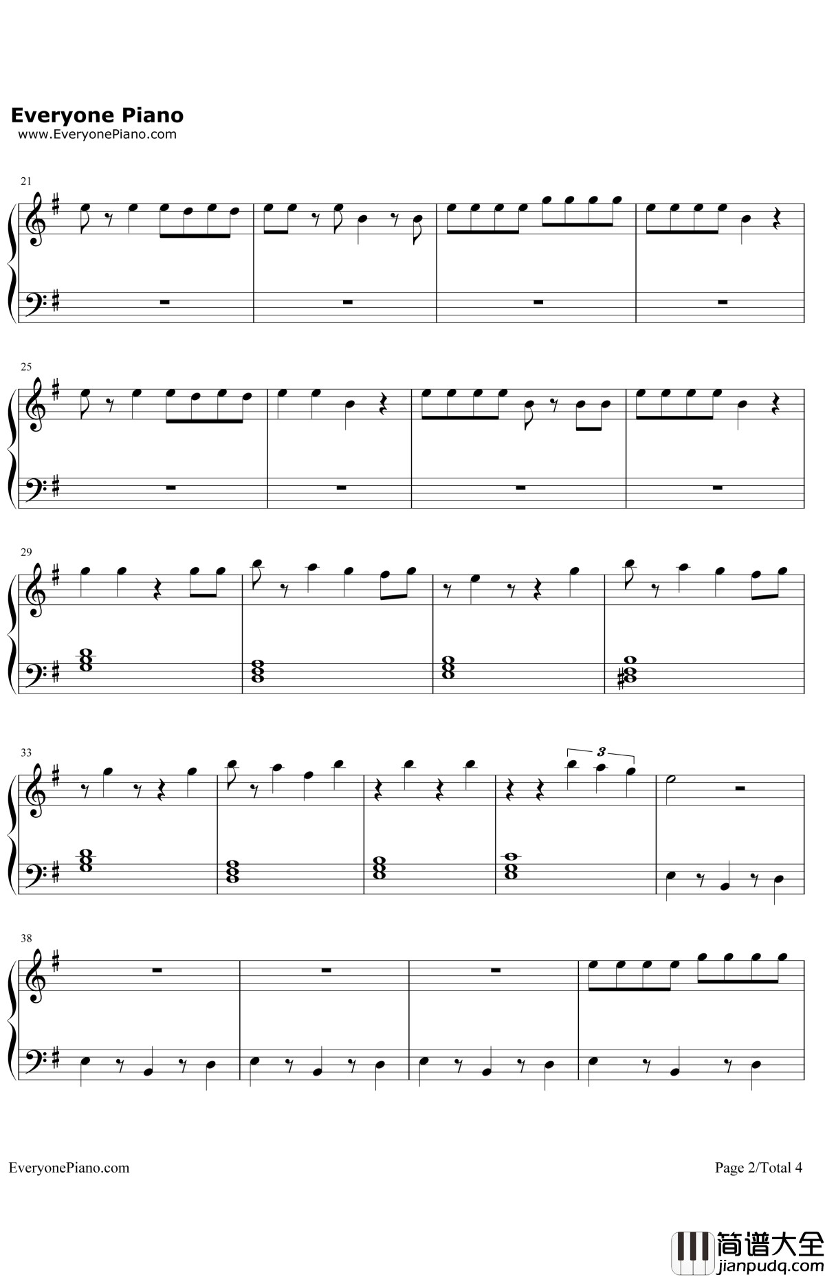 Ex's&Oh's钢琴谱_ElleKing