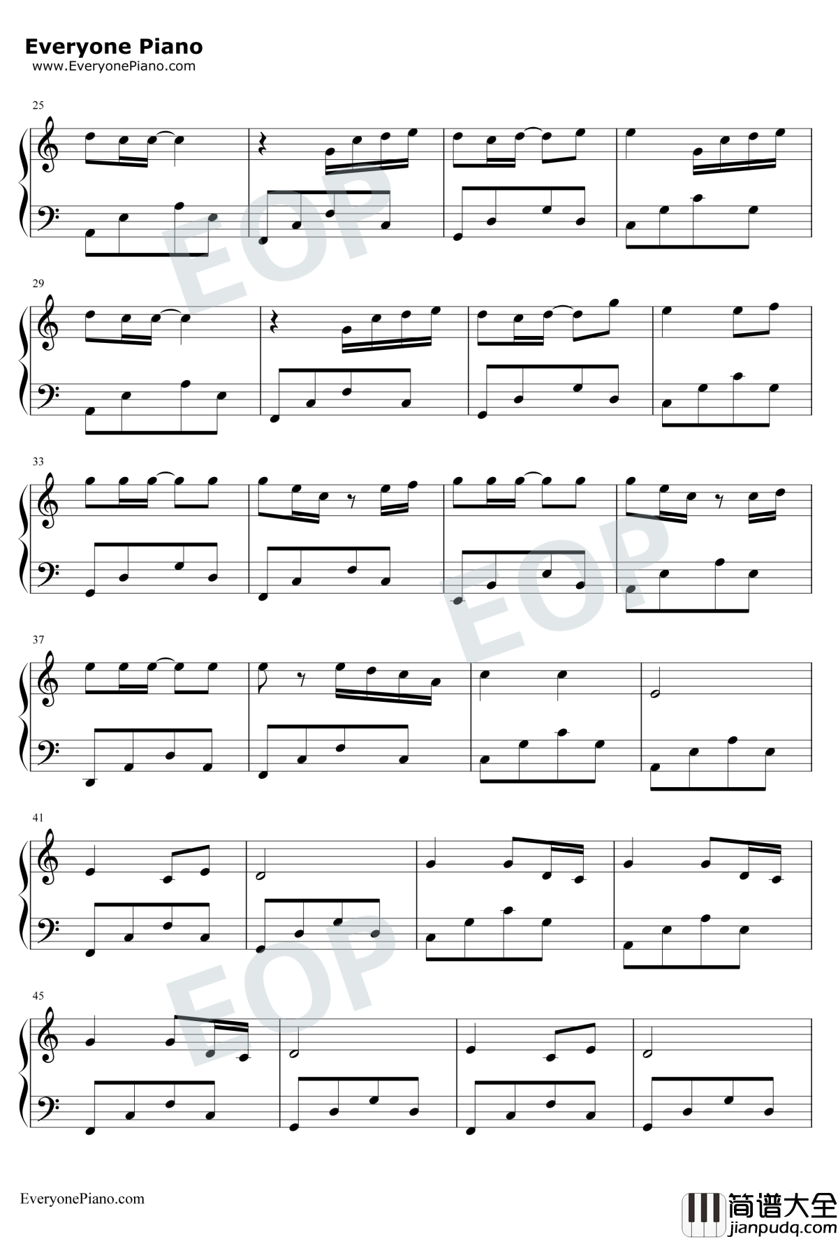 菊次郎的夏天钢琴谱_久石让HayaoMiyazaki_Summer_C调简单版