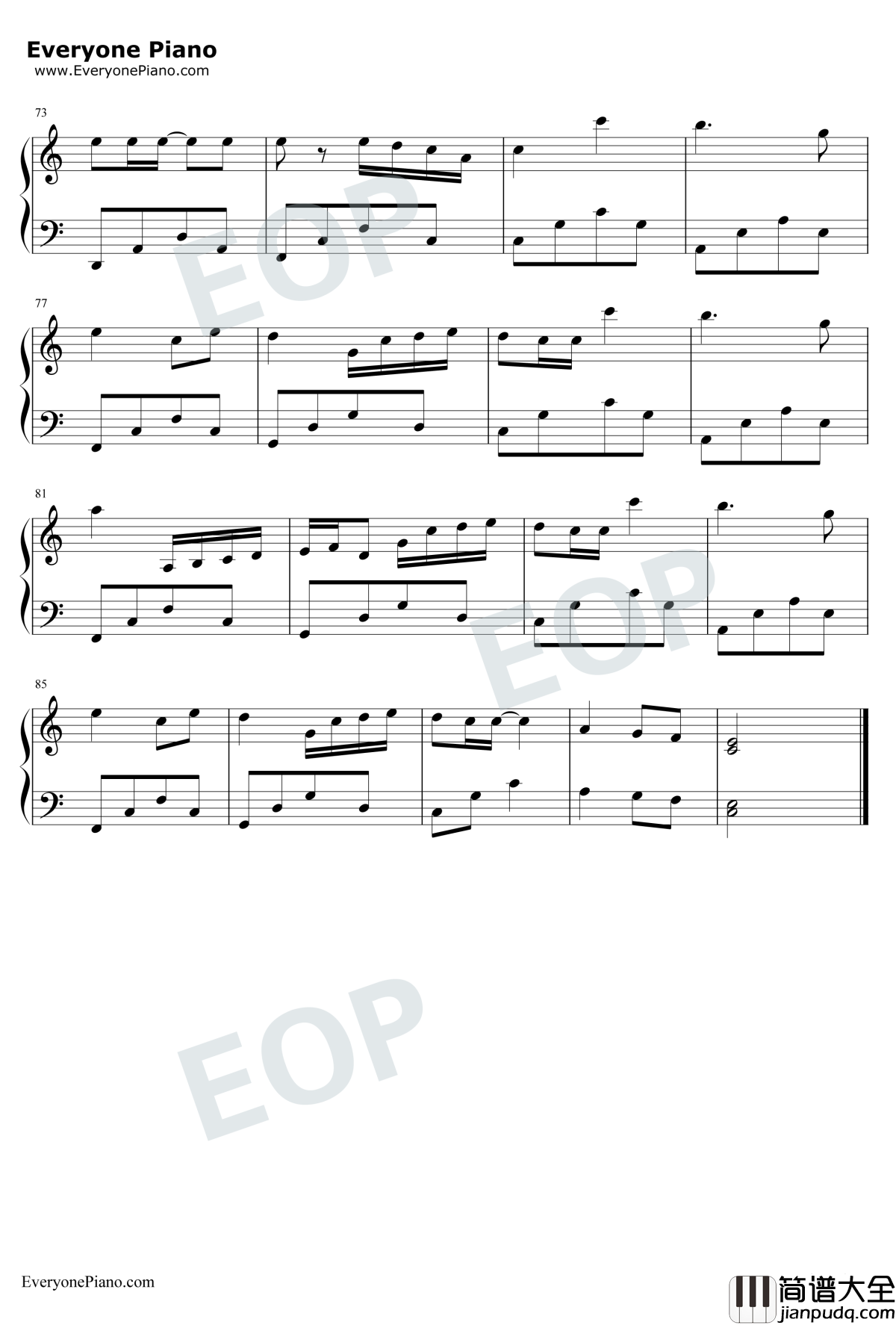 菊次郎的夏天钢琴谱_久石让HayaoMiyazaki_Summer_C调简单版