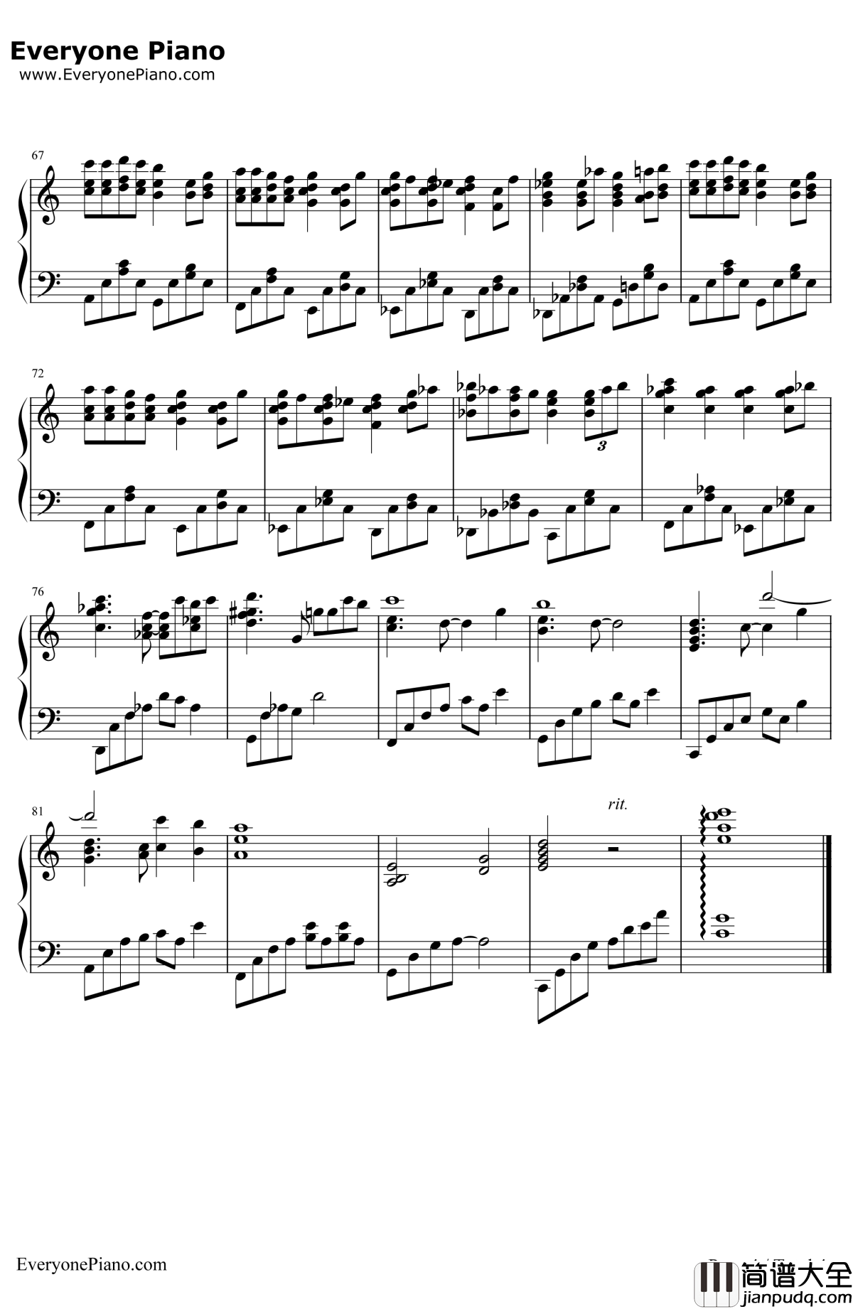 那一天的河川钢琴谱_久石让JoeHisaishi宫崎骏_DayofTheRiver_OneSummer'sDay