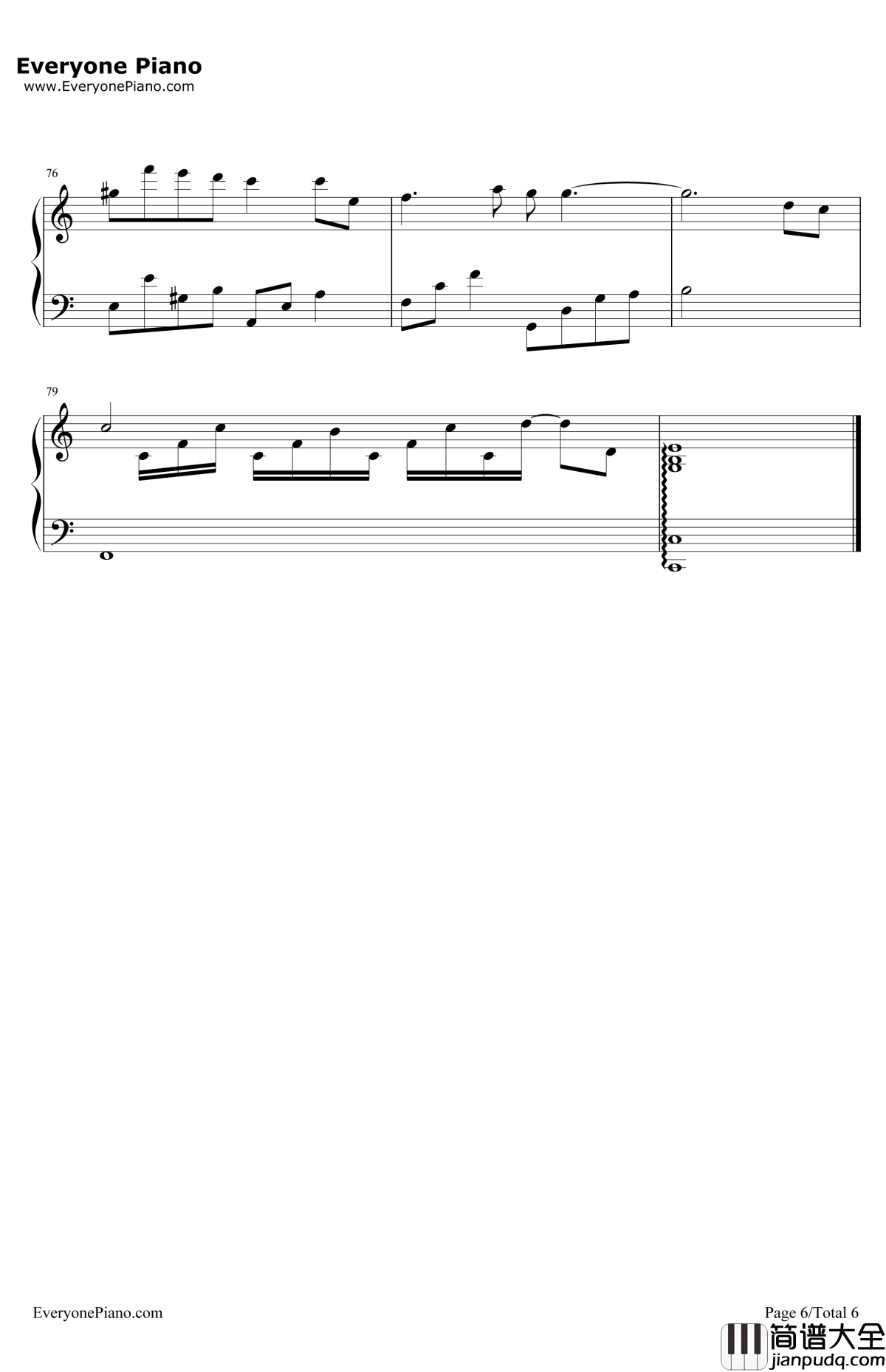 他钢琴谱_周艺博_我和X先生第二季只为遇见你主题曲