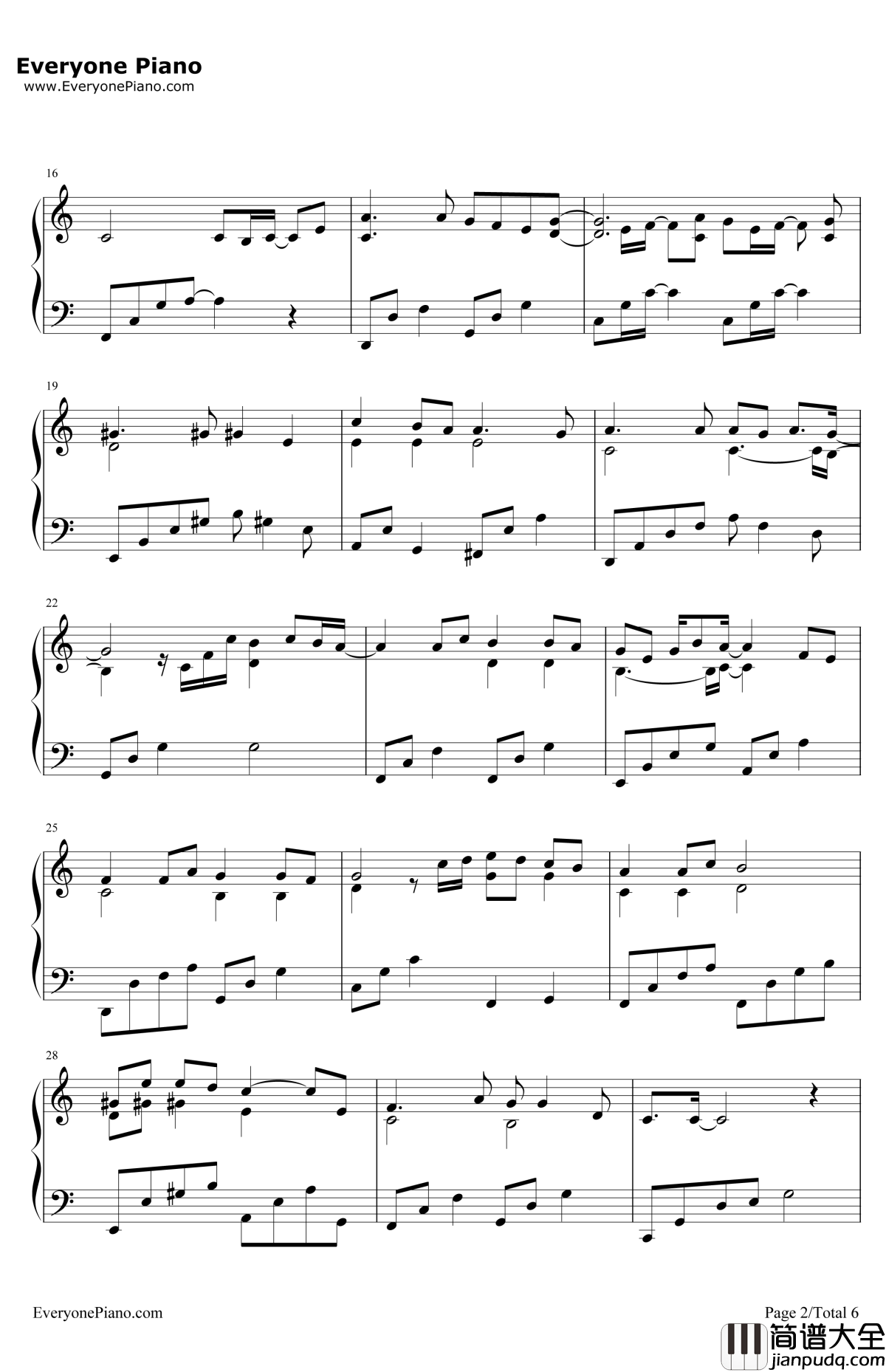 他钢琴谱_周艺博_我和X先生第二季只为遇见你主题曲