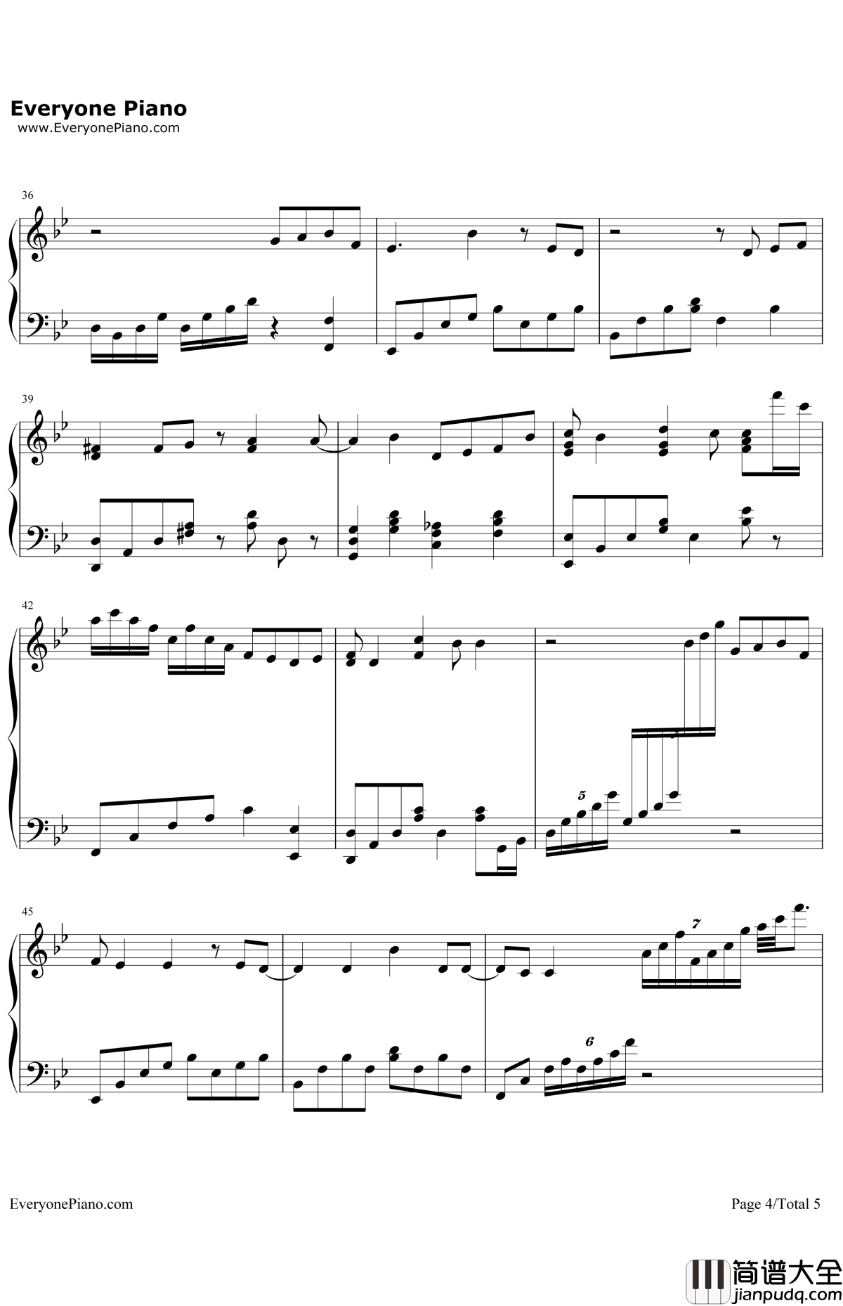 A钢琴谱_Ray_gain_苍之彼方的四重奏ED