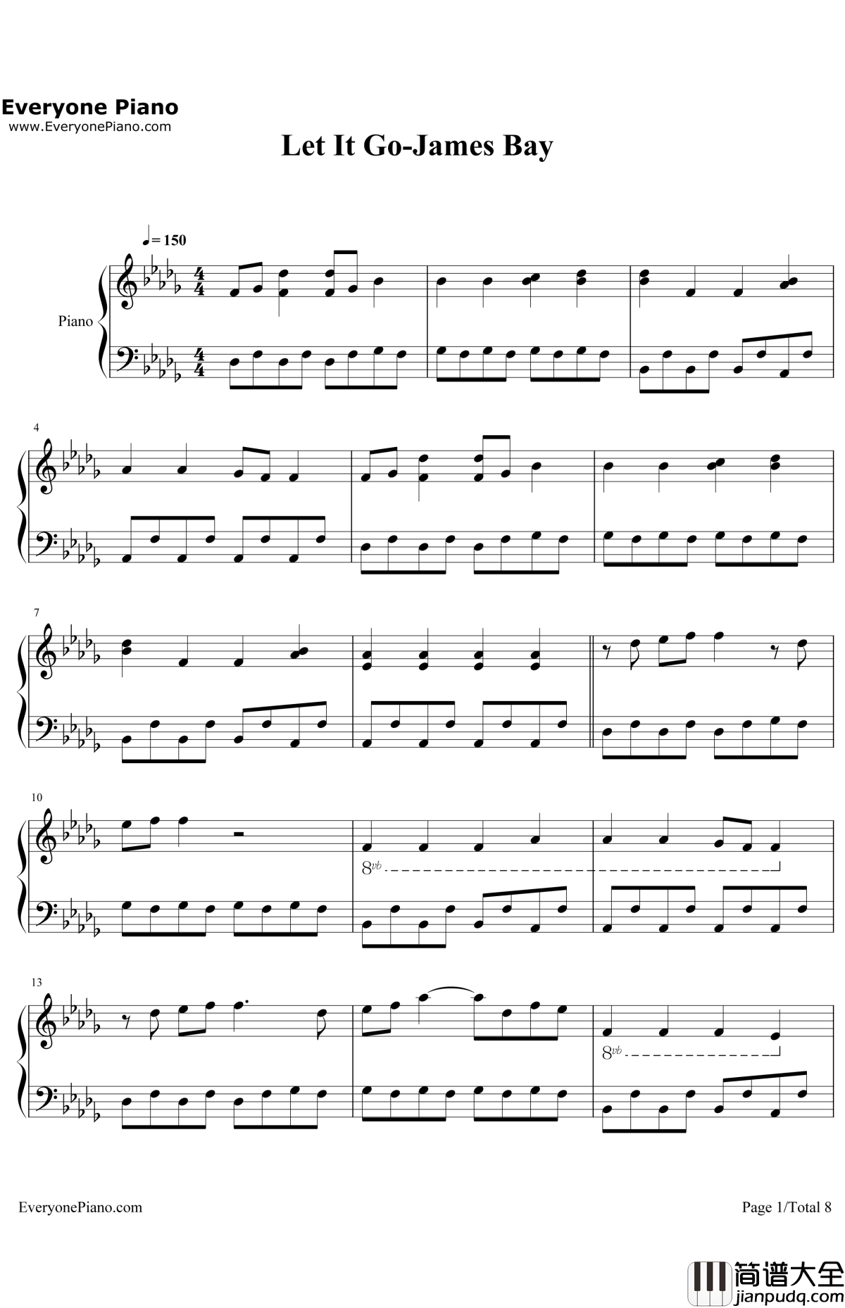 LetItGo钢琴谱_JamesBay