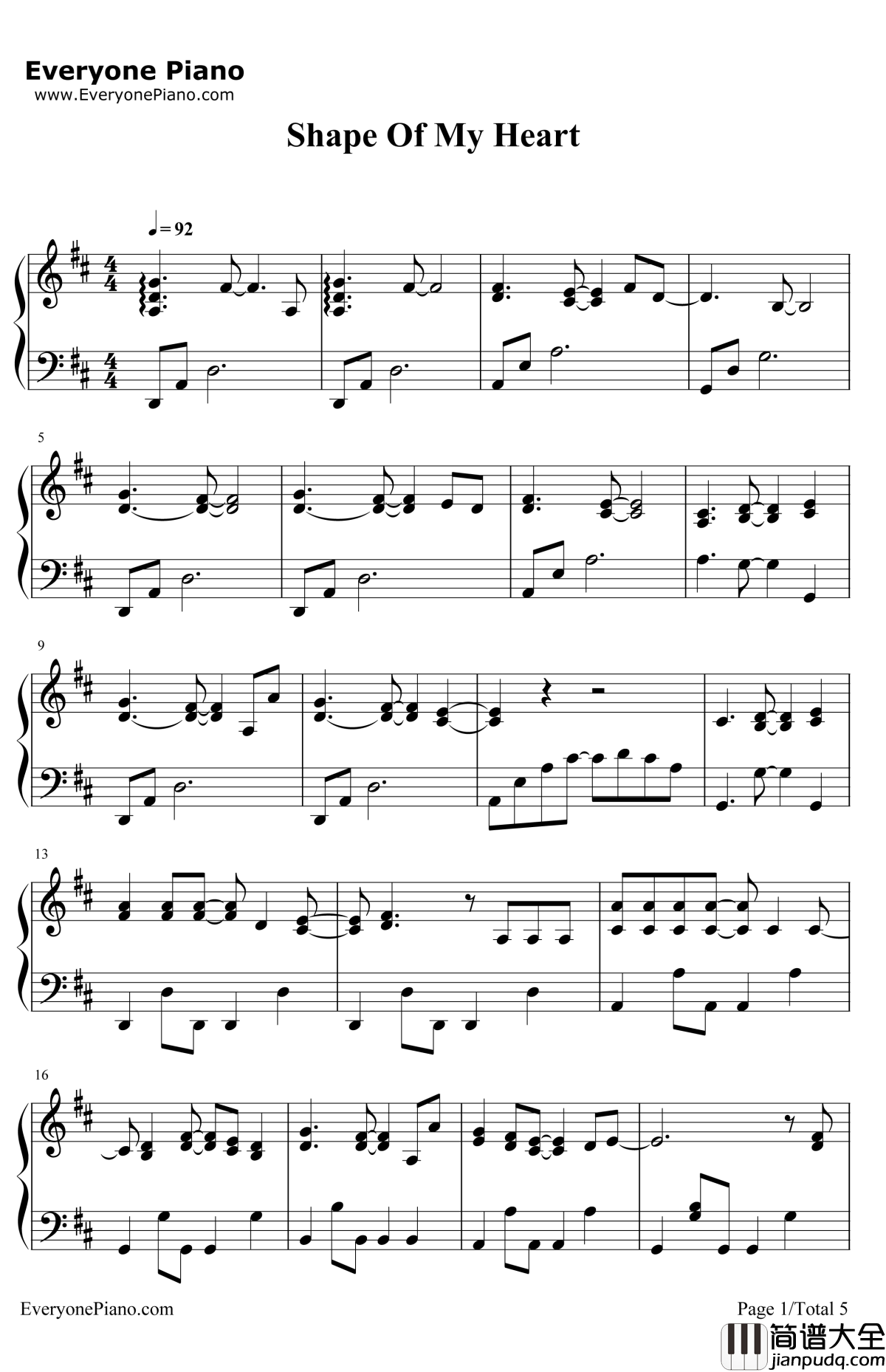 ShapeofMyHeart钢琴谱_BackstreetBoys