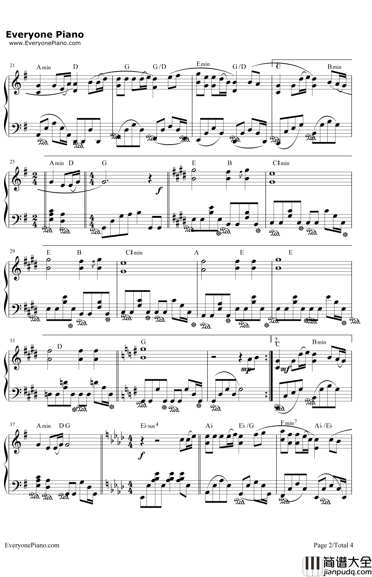 朋友钢琴谱_周华健