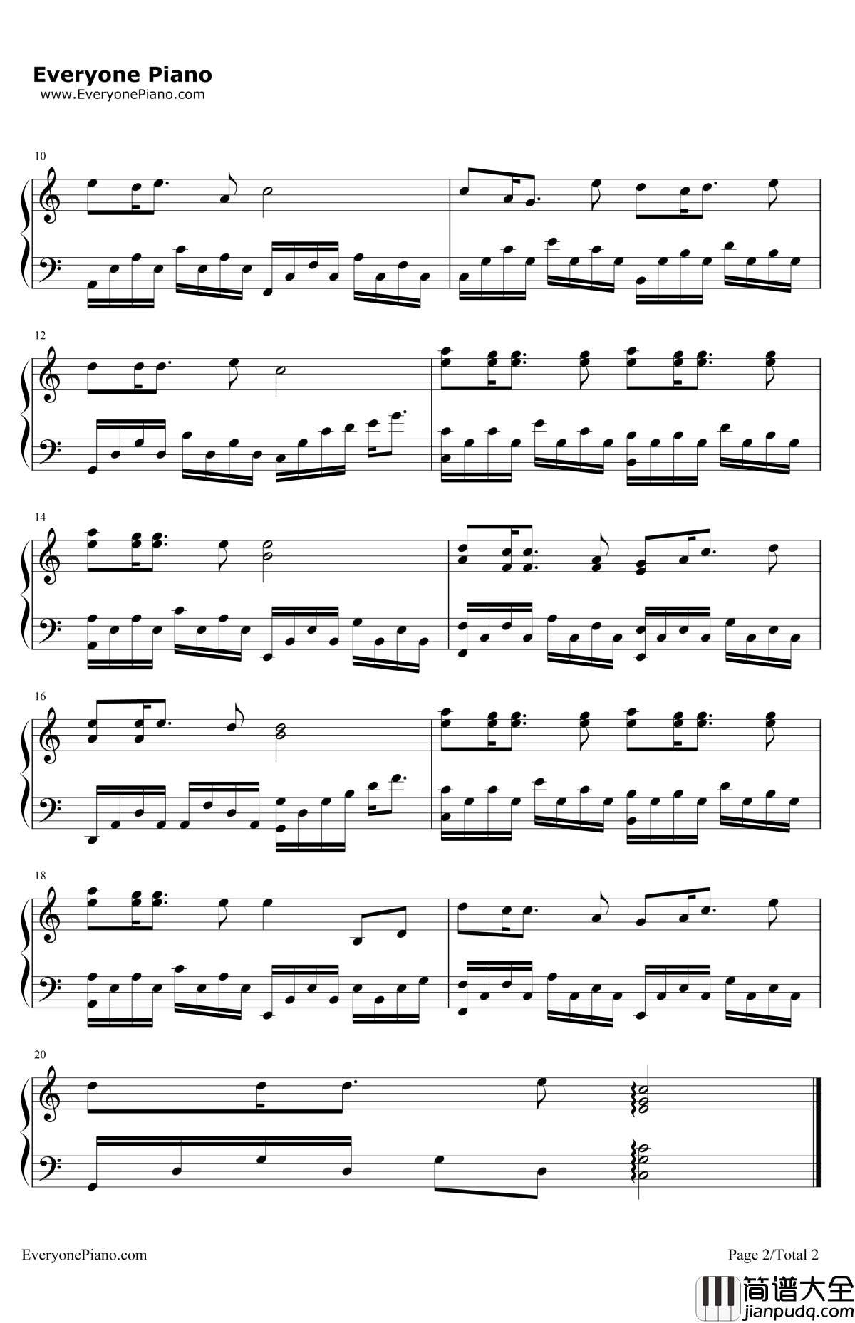 那些花儿钢琴谱_范玮琪