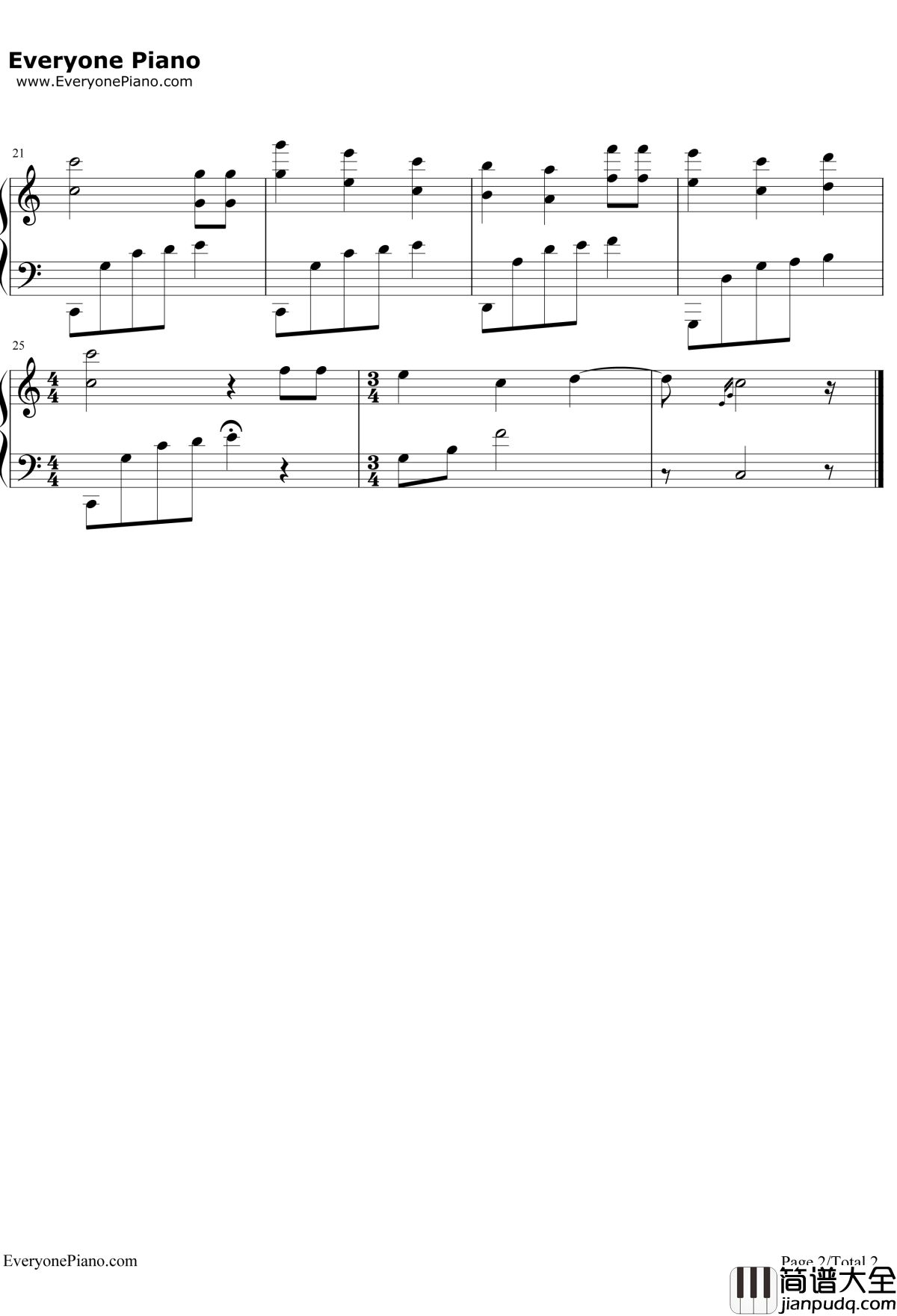 生日快乐钢琴谱_未知_HappyBirthday