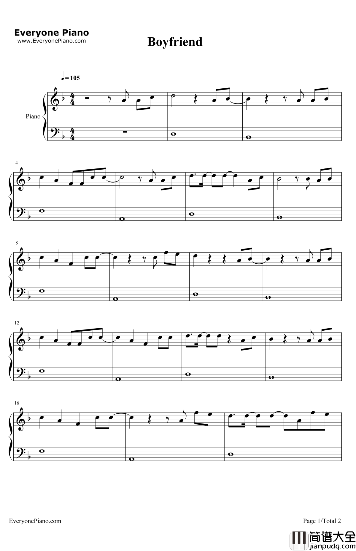 Boyfriend钢琴谱_JustinBieber