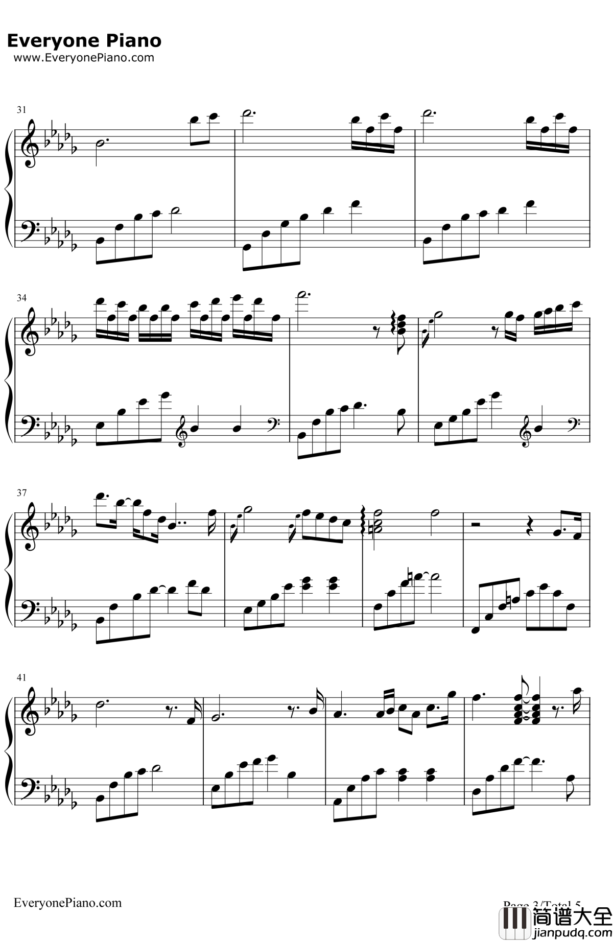 眼泪Tears钢琴谱_TheDaydream_眼泪Tears