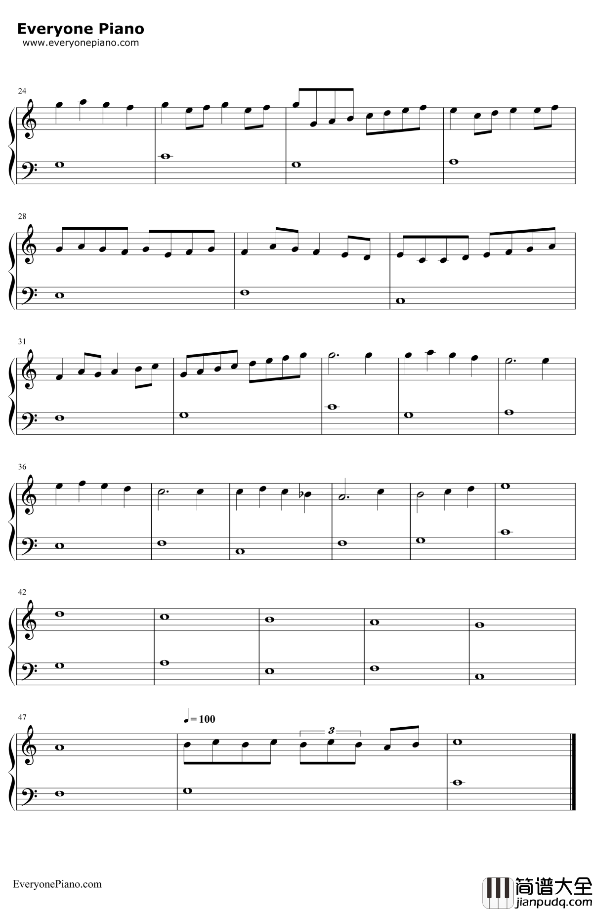 卡农钢琴谱_JohannPachelbel_简单版