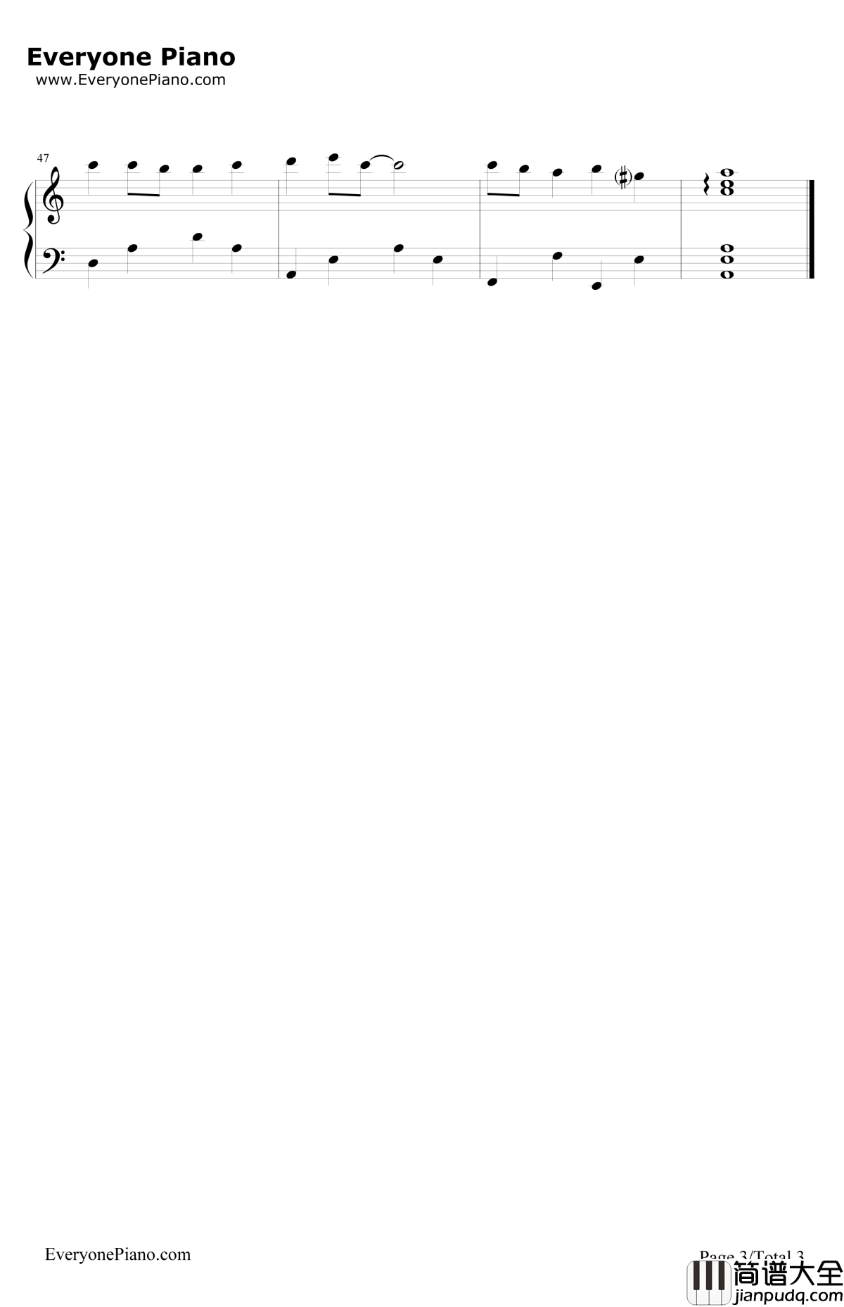 天空之城完美简单版钢琴谱_久石让JoeHisaishi宫崎骏