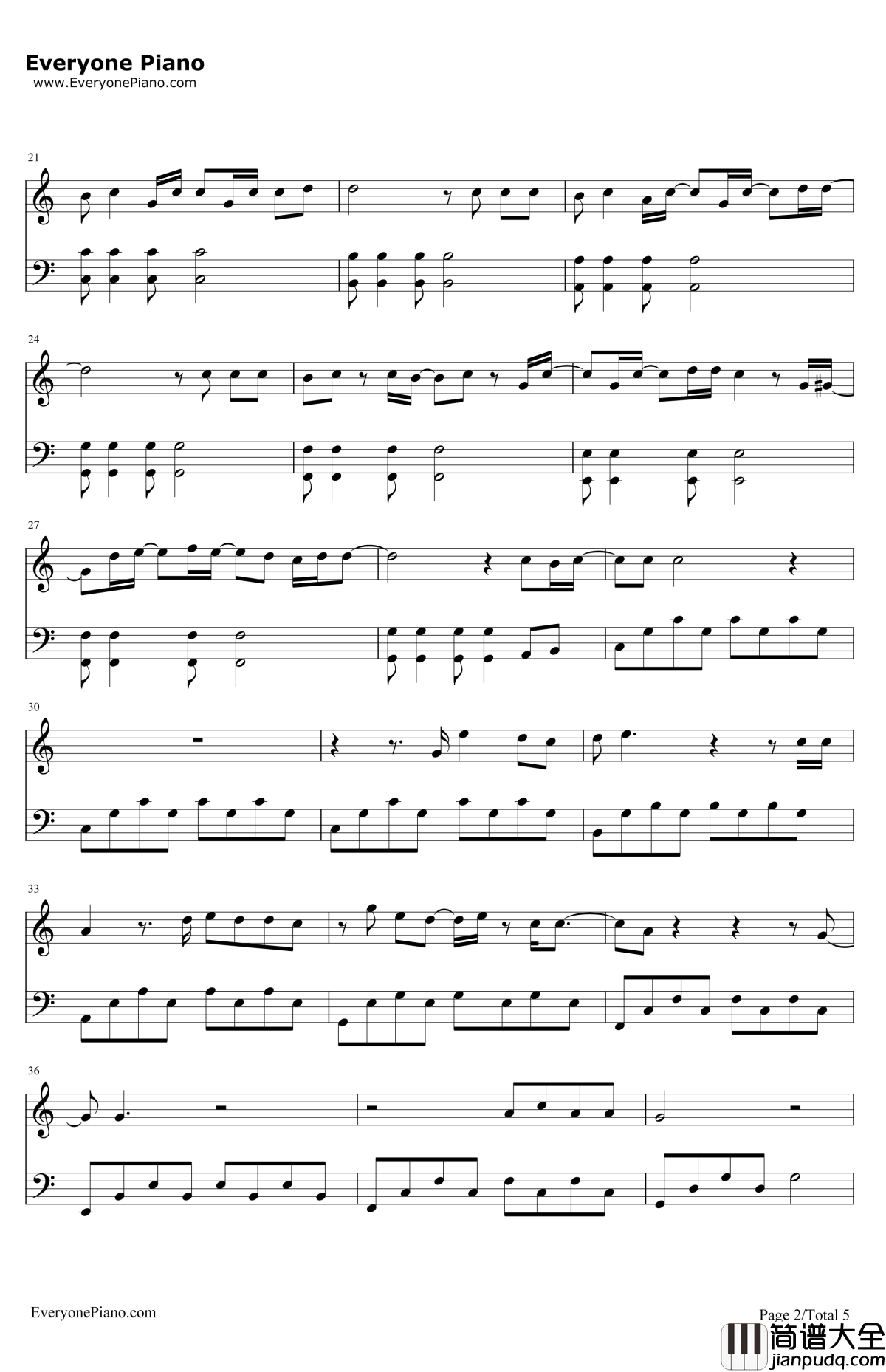 WhereverYouAre钢琴谱_OneOkRock