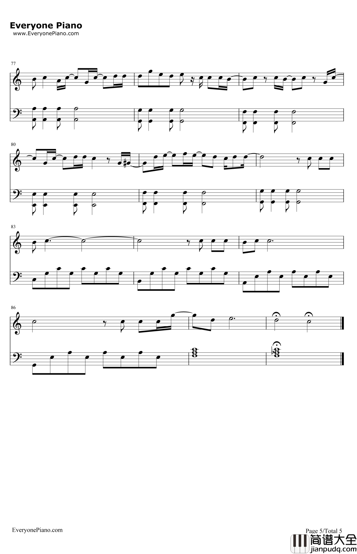 WhereverYouAre钢琴谱_OneOkRock