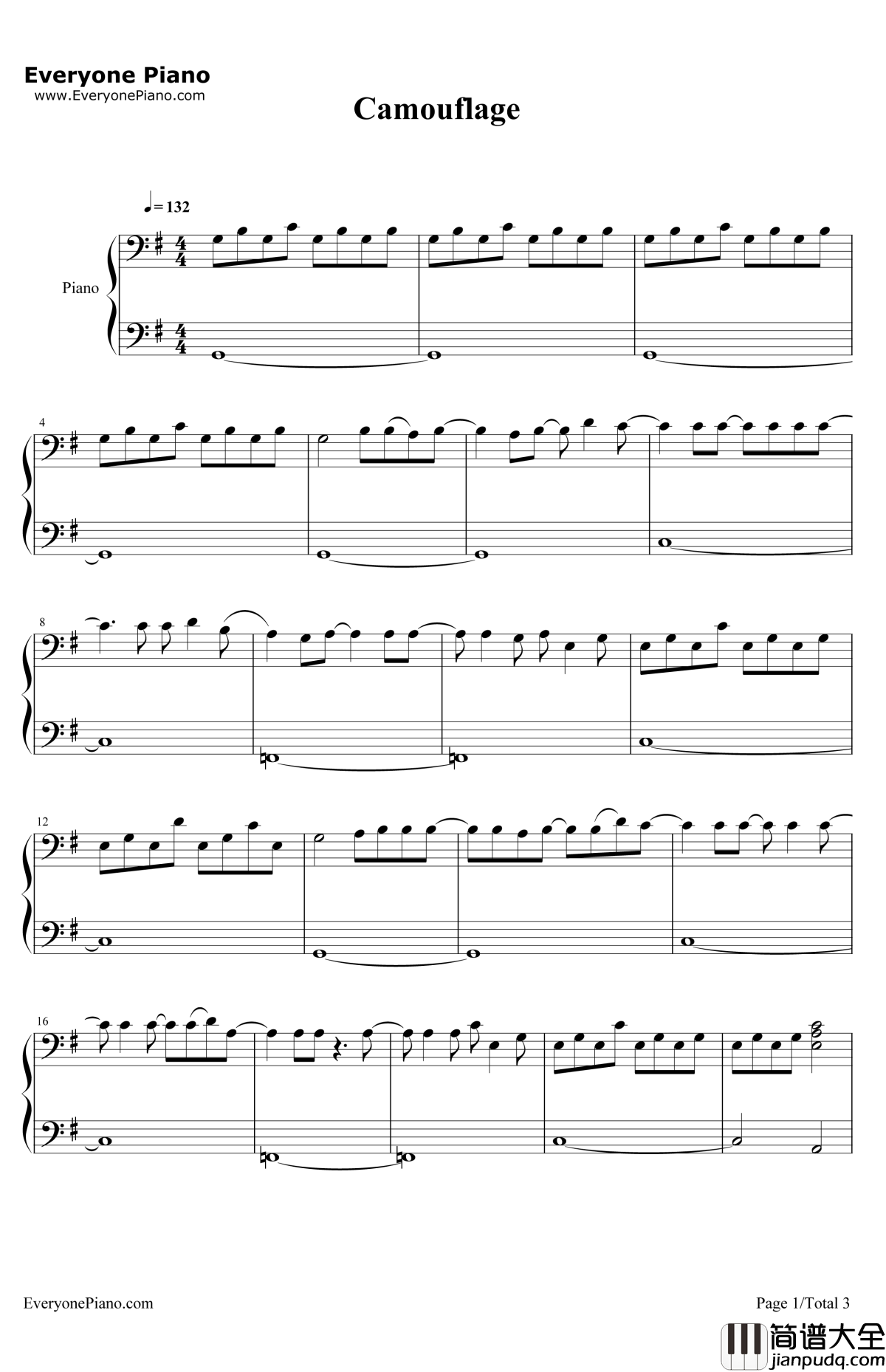 Camouflage钢琴谱_SelenaGomez