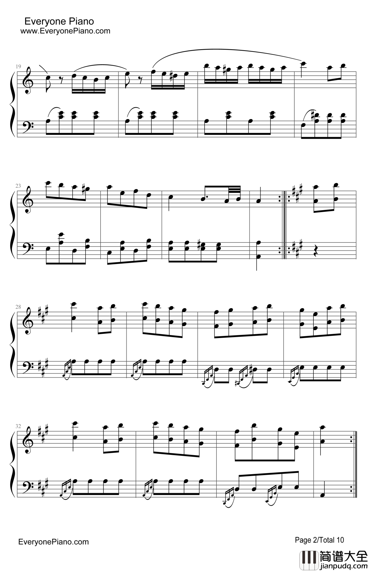 土耳其进行曲钢琴谱_莫扎特Mozart_TurkishMarch