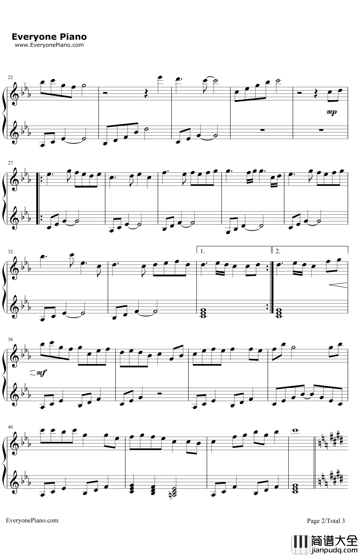 云流れ钢琴谱_东方Project_东方萃梦想OST