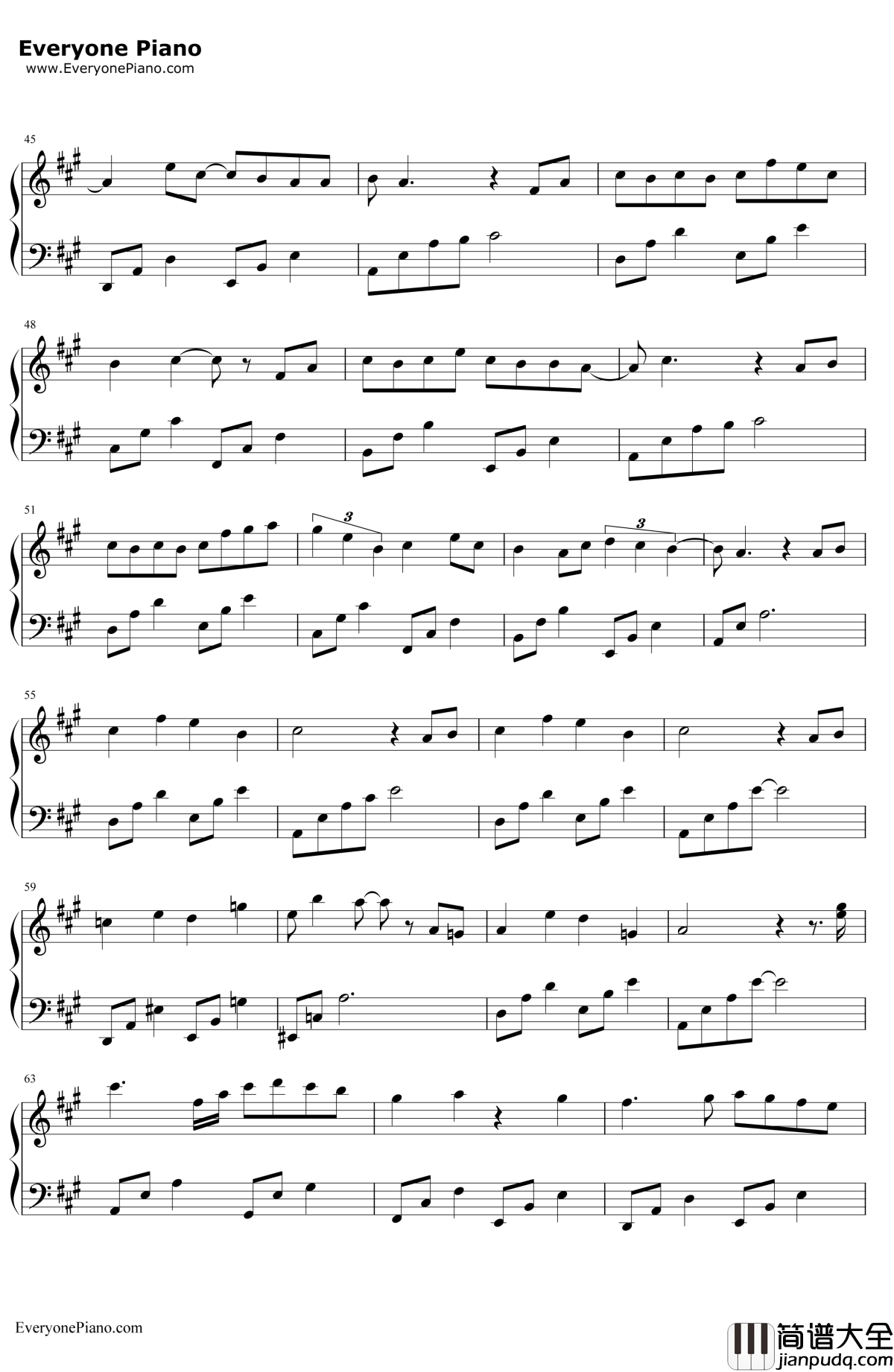 从此以后钢琴谱_吴亦凡_夏有乔木雅望天堂OST