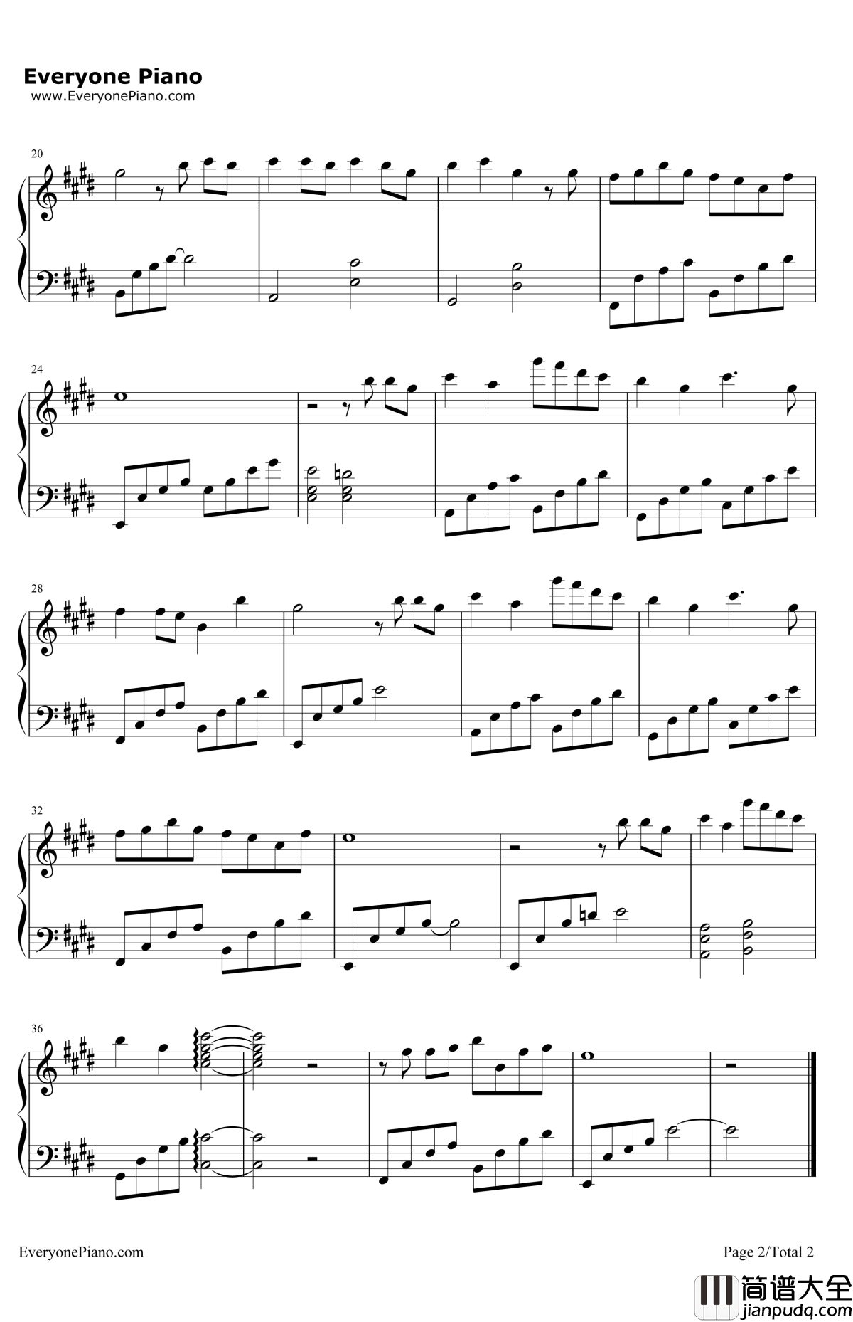 千百度钢琴谱_许嵩