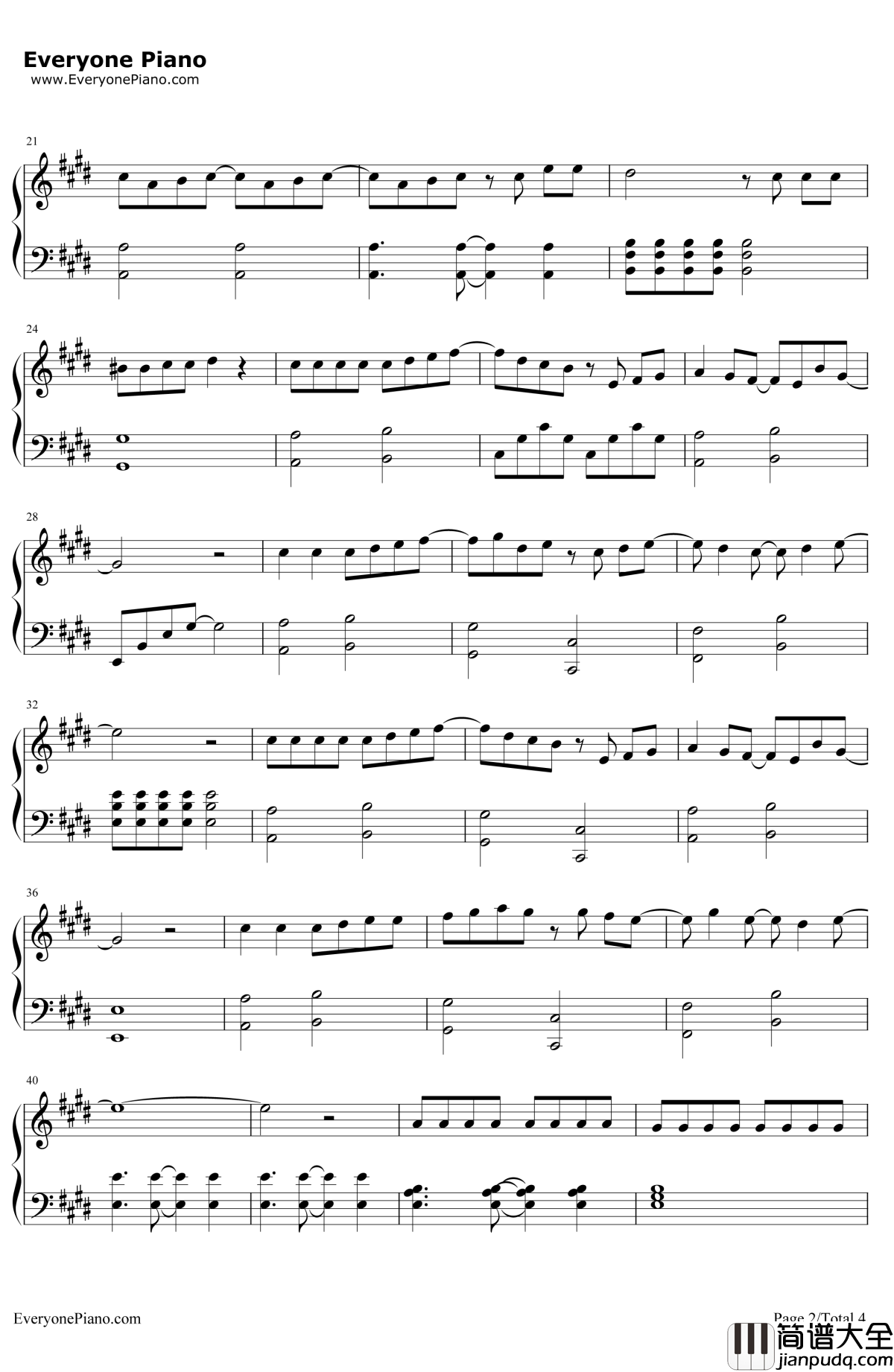 青春不残酷钢琴谱_花江夏树_超能力者齐木楠雄的灾难OP