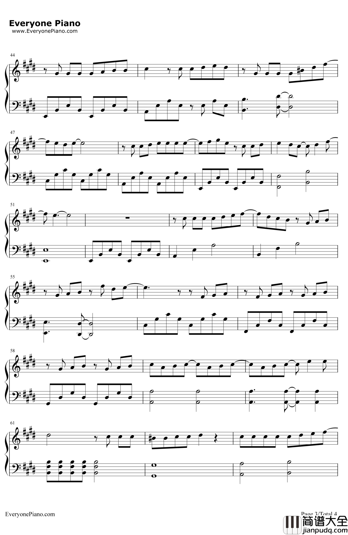 青春不残酷钢琴谱_花江夏树_超能力者齐木楠雄的灾难OP